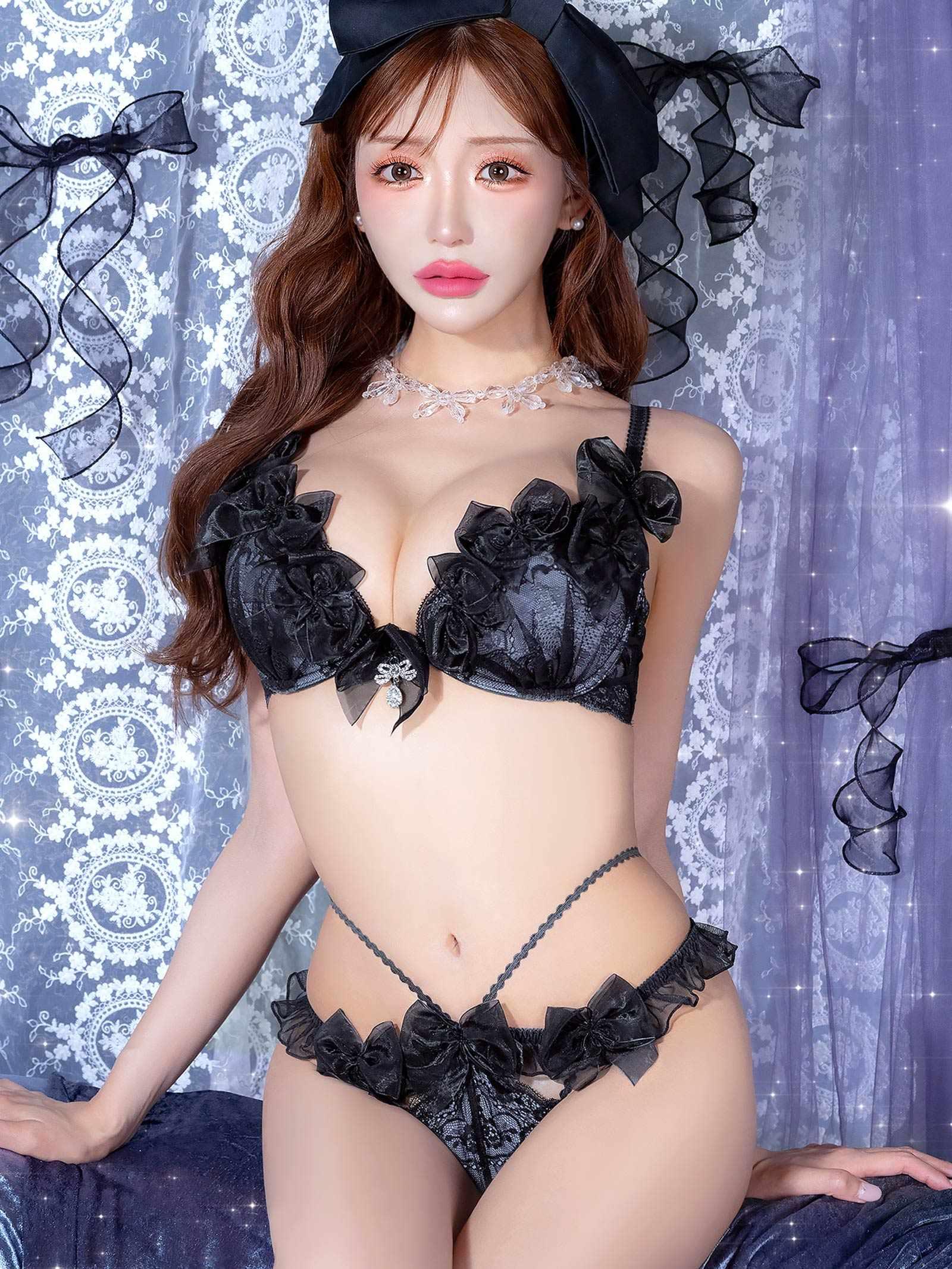 10/17新作!【明日花キララプロデュース/WhipBunny】Lovely Ribbon Ballerina Bra&T-back/ Black Swan ラブリーリボンバレリーナブラ&Tバック/ ブラックスワン