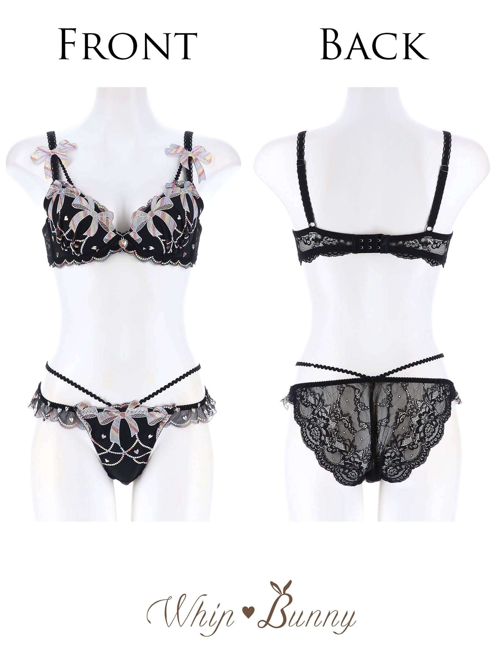 8/14新作!【明日花キララプロデュース/WhipBunny】Sweets Ribbon Candy Bra&Shorts/Black Ribbon スウィーツリボンキャンディブラ&ショーツ/ブラックリボン