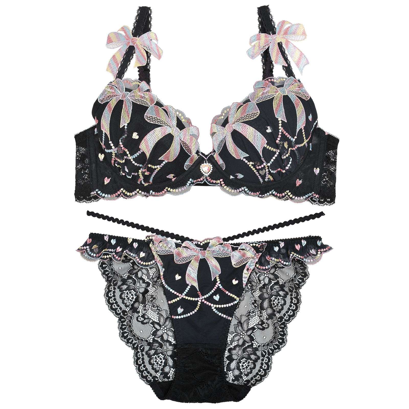 【明日花キララプロデュース/WhipBunny】Sweets Ribbon Candy Bra&Shorts/Black Ribbon スウィーツリボンキャンディブラ&ショーツ/ブラックリボン