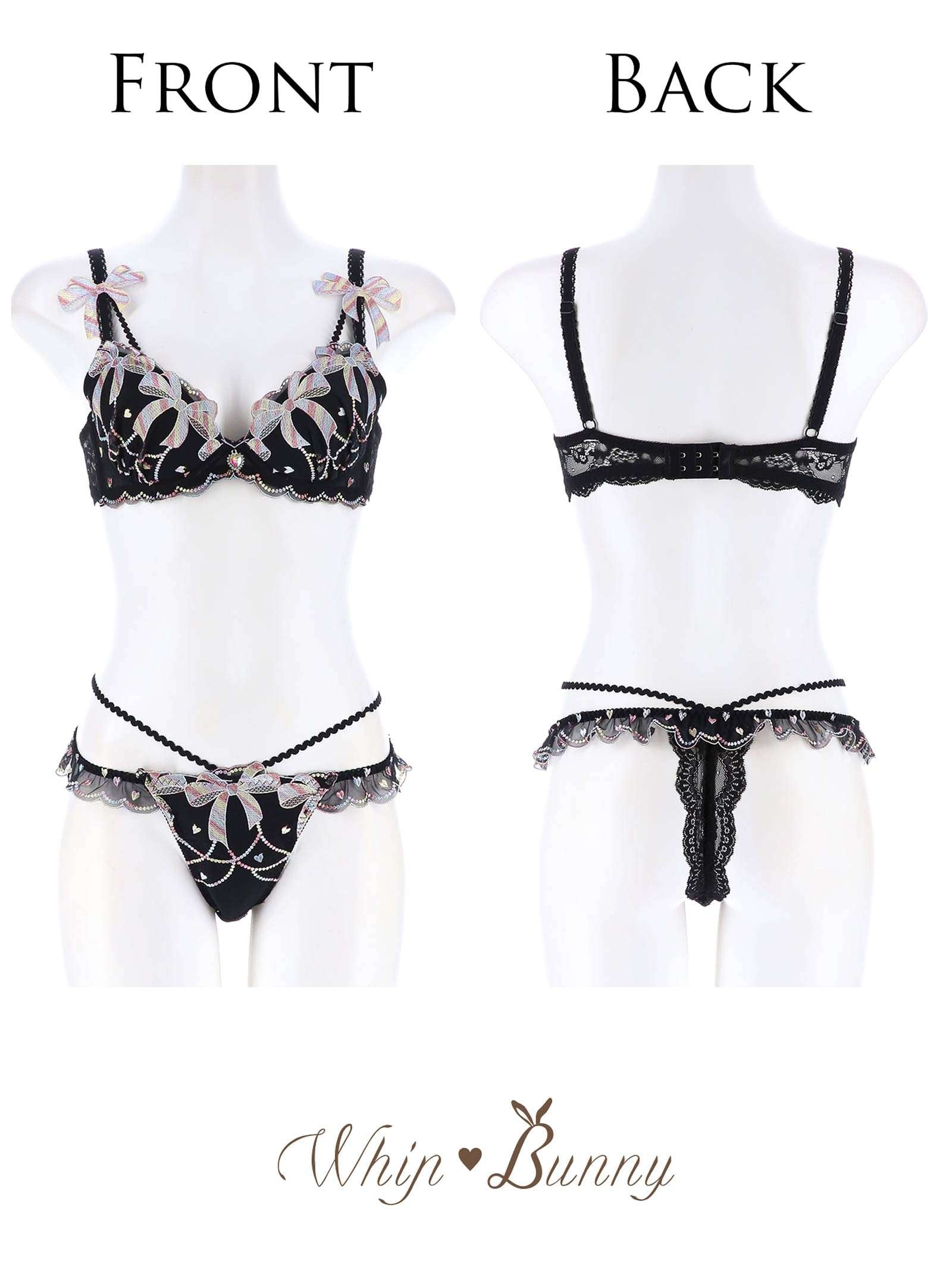 8/14新作!【明日花キララプロデュース/WhipBunny】Sweets Ribbon Candy Bra&T-back/Black Ribbon スウィーツリボンキャンディブラ&Tバック/ブラックリボン