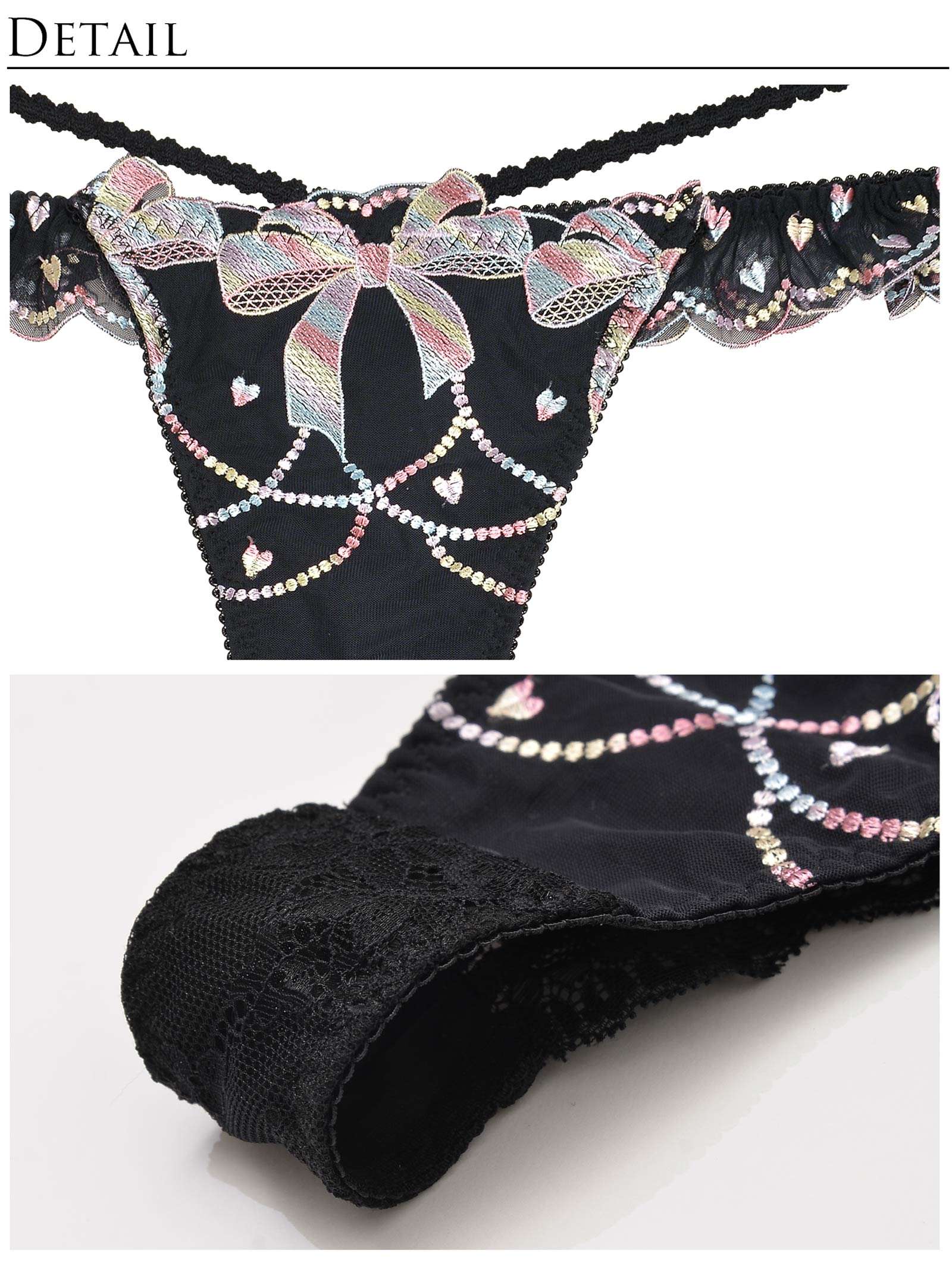 8/14新作!【明日花キララプロデュース/WhipBunny】Sweets Ribbon Candy Bra&T-back/Black Ribbon スウィーツリボンキャンディブラ&Tバック/ブラックリボン