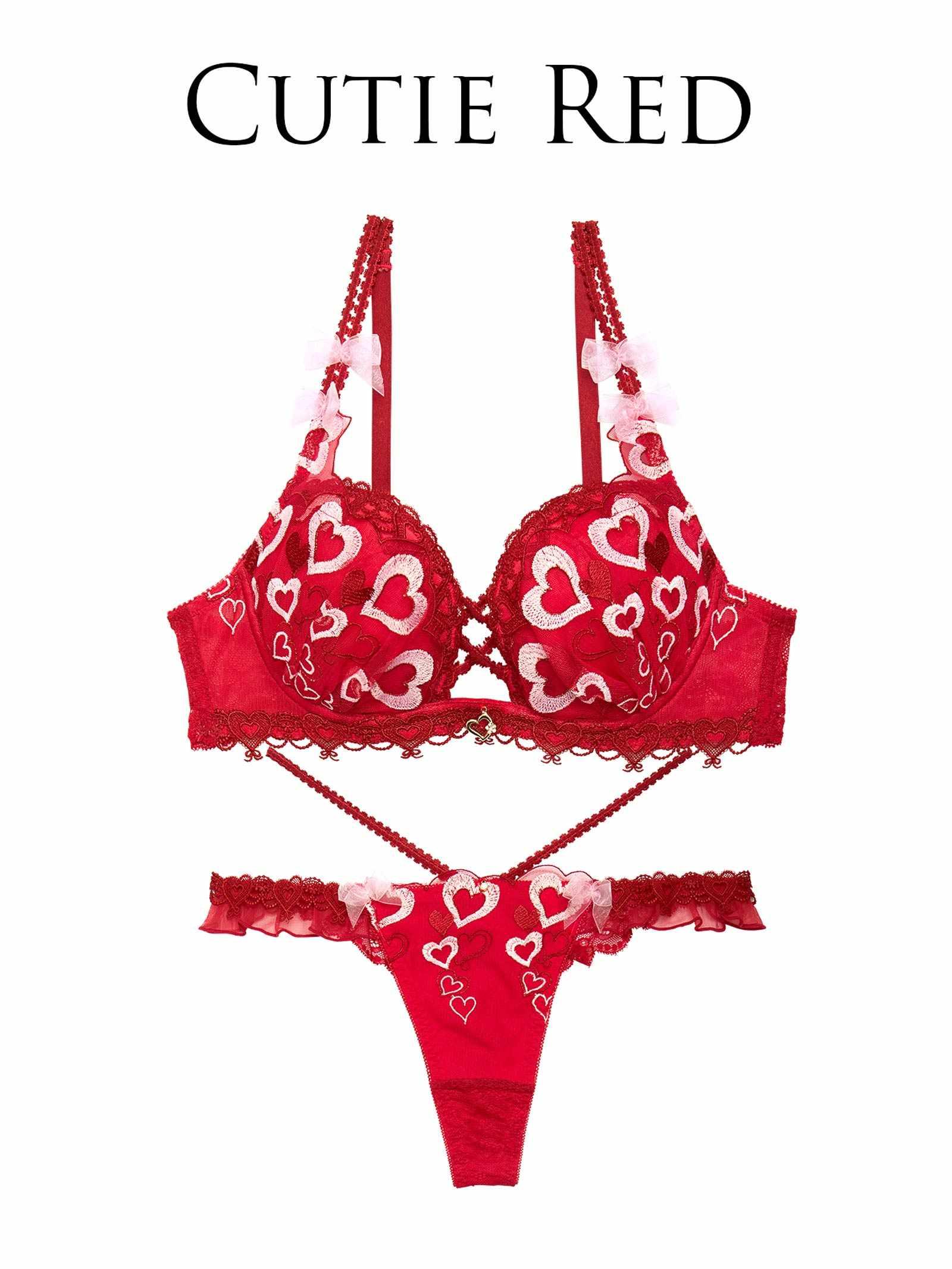 【明日花キララプロデュース/WhipBunny】Melty Twinkle Heart Bra&T-back/CUTIERED メルティトゥインクルハートブラ&Tバック/キューティレッド - 【公式】247Lingerie