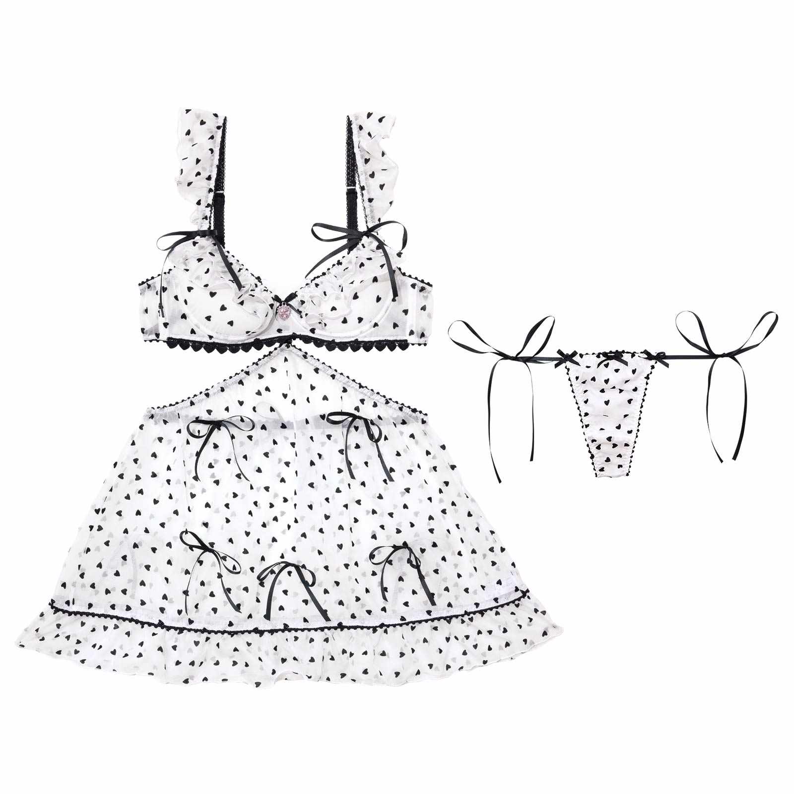 【明日花キララプロデュース/WhipBunny】Dolly Heartfvelvet Ribbon Babydoll ドーリーハートベルベットリボンベビードール