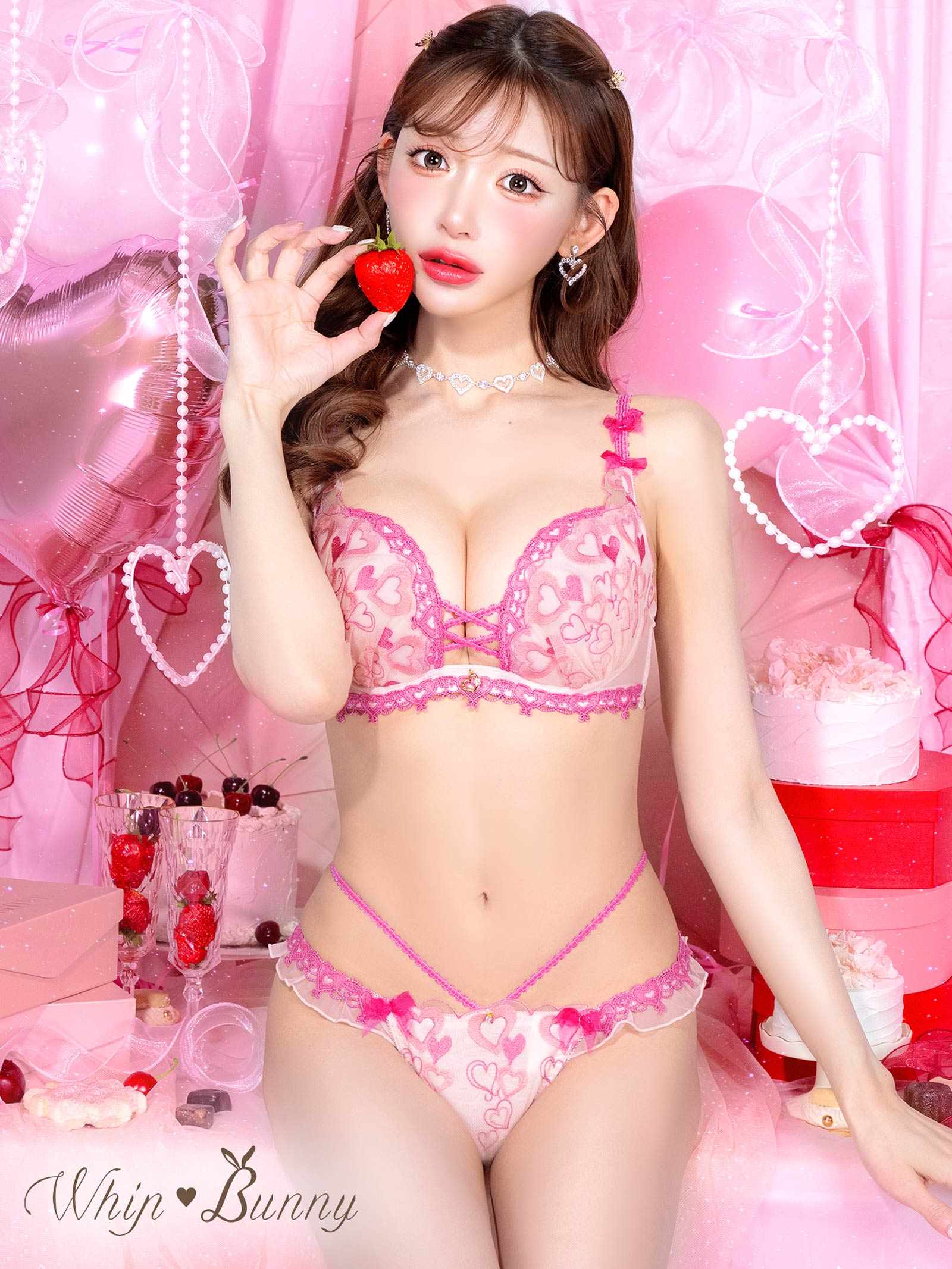 4/25新作!【明日花キララプロデュース/WhipBunny】Melty Twinkle Heart Bra&Shorts/SWEETPINK メルティトゥインクルハートブラ&ショーツ/スイートピンク