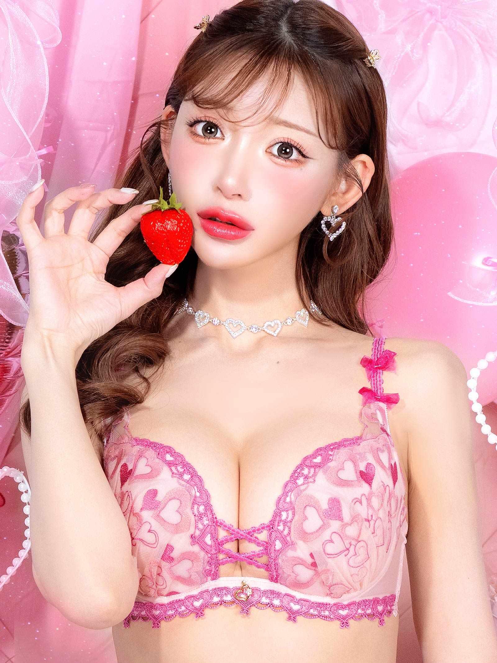 2/17再販!【明日花キララプロデュース/WhipBunny】Melty Twinkle Heart Bra&T-back/SWEETPINK メルティトゥインクルハートブラ&Tバック/スイートピンク - 【公式】247Lingerie