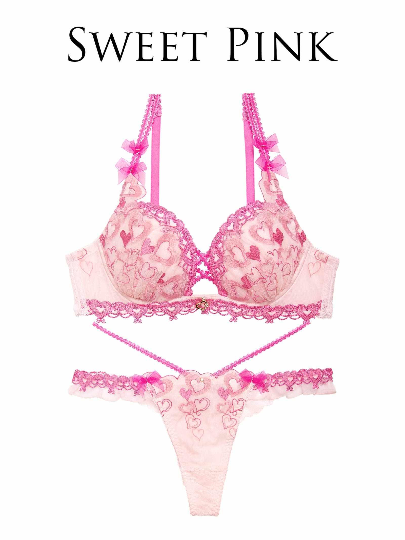 2/17再販!【明日花キララプロデュース/WhipBunny】Melty Twinkle Heart Bra&T-back/SWEETPINK メルティトゥインクルハートブラ&Tバック/スイートピンク - 【公式】247Lingerie