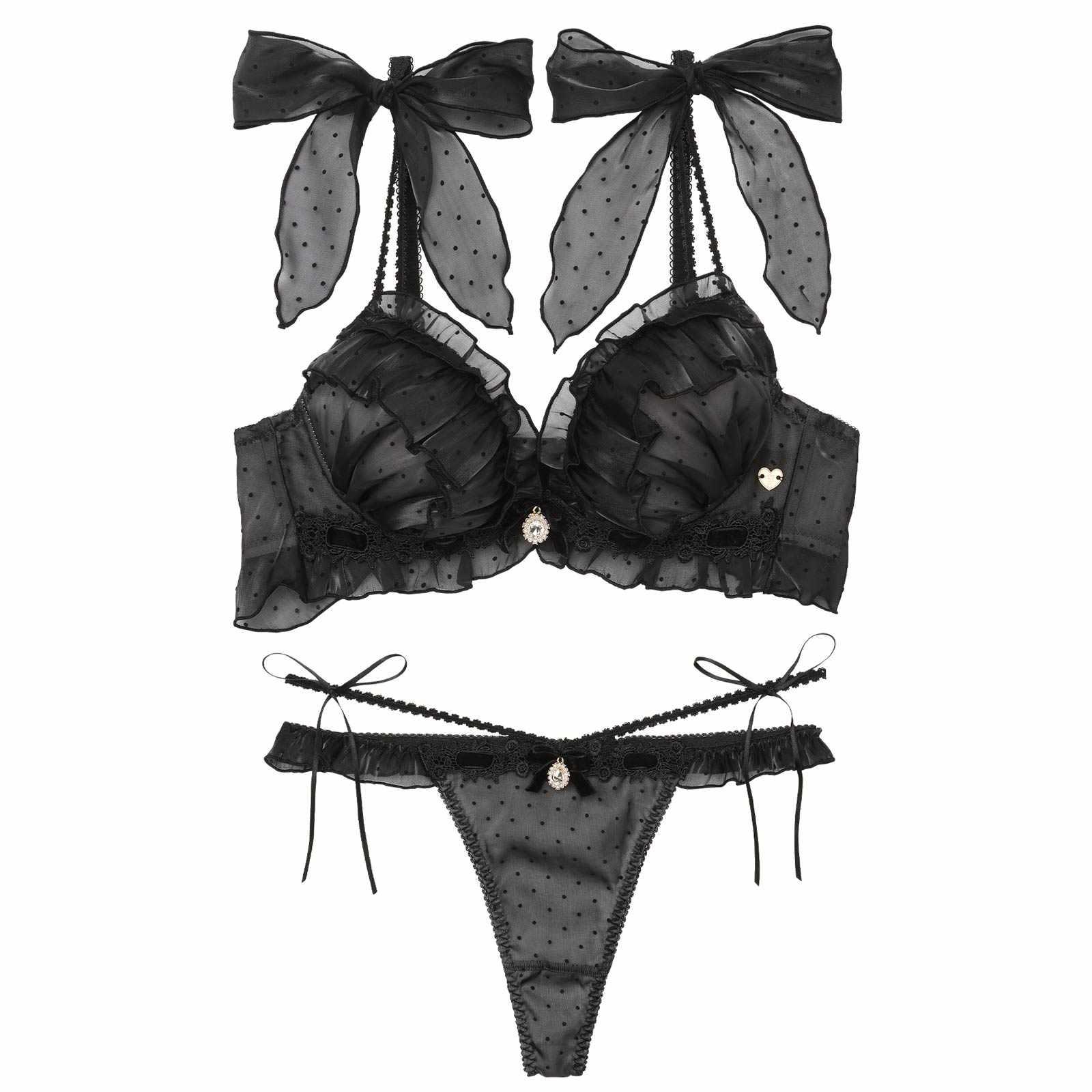 2/10再販!【明日花キララプロデュース/WhipBunny】Flocky Dot Girly Bra&T-back / フロッキードットガーリーブラ&Tバック