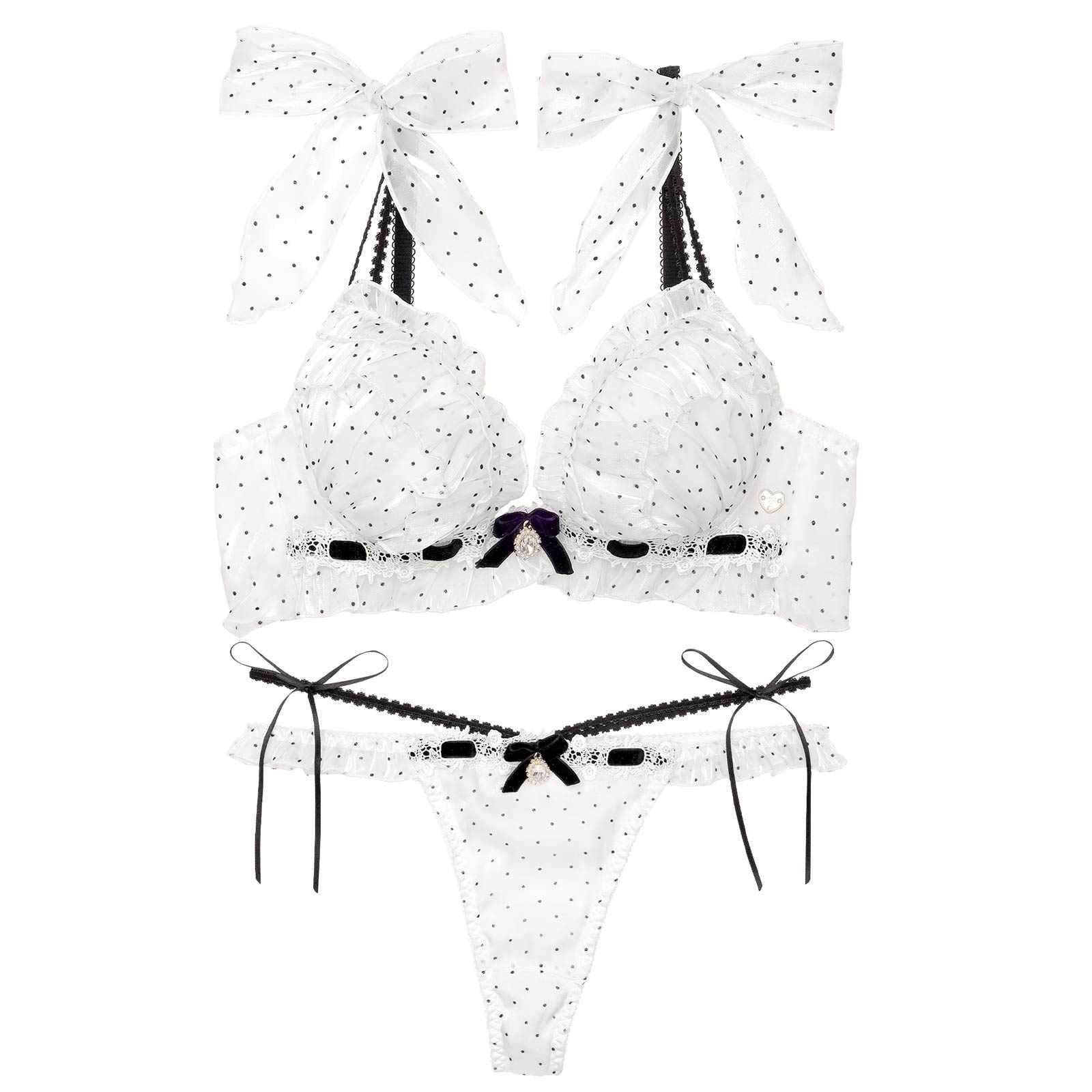 2/10再販!【明日花キララプロデュース/WhipBunny】Flocky Dot Girly Bra&T-back / フロッキードットガーリーブラ&Tバック