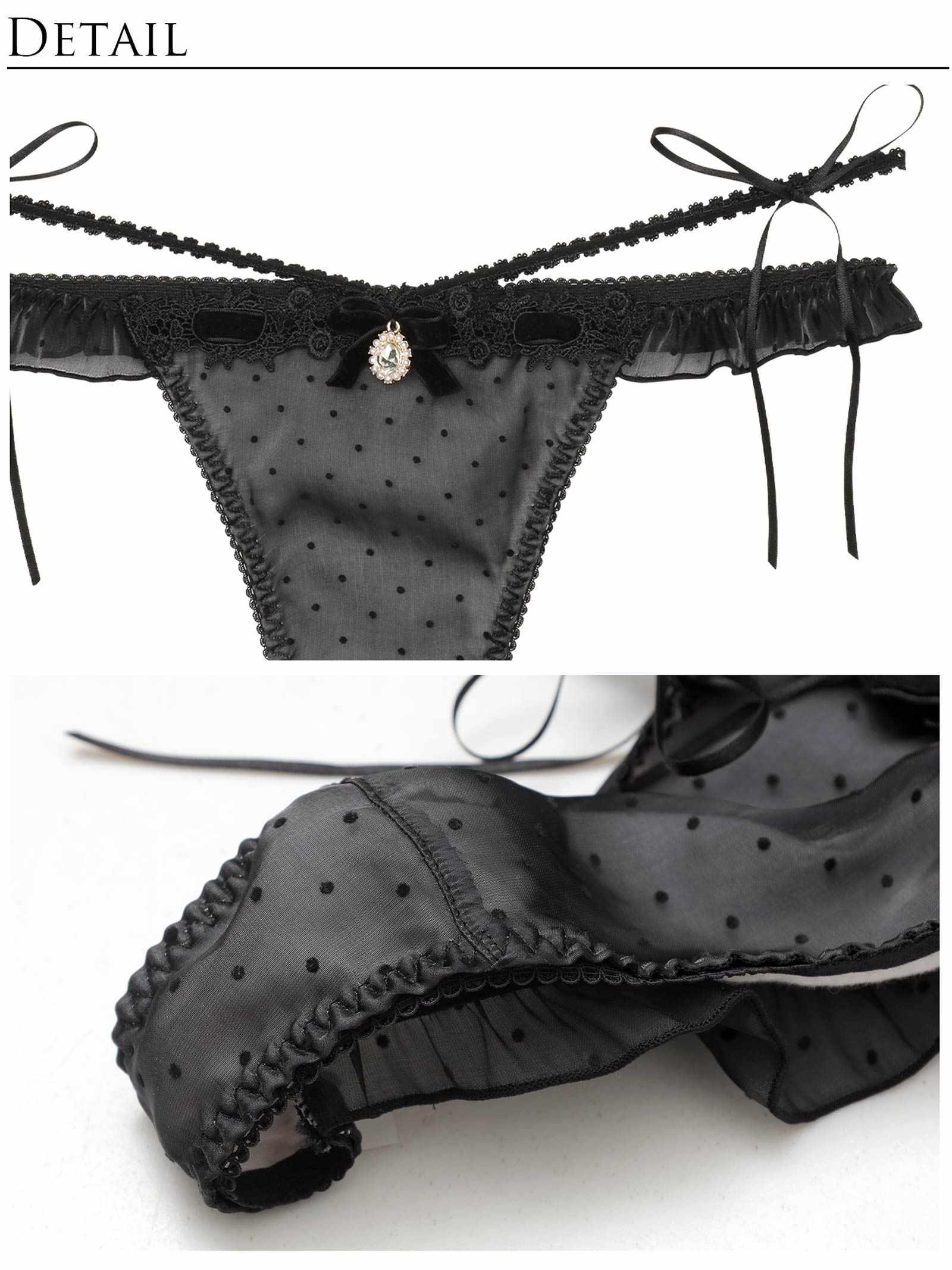 2/10再販!【明日花キララプロデュース/WhipBunny】Flocky Dot Girly Bra&T-back / フロッキードットガーリーブラ&Tバック