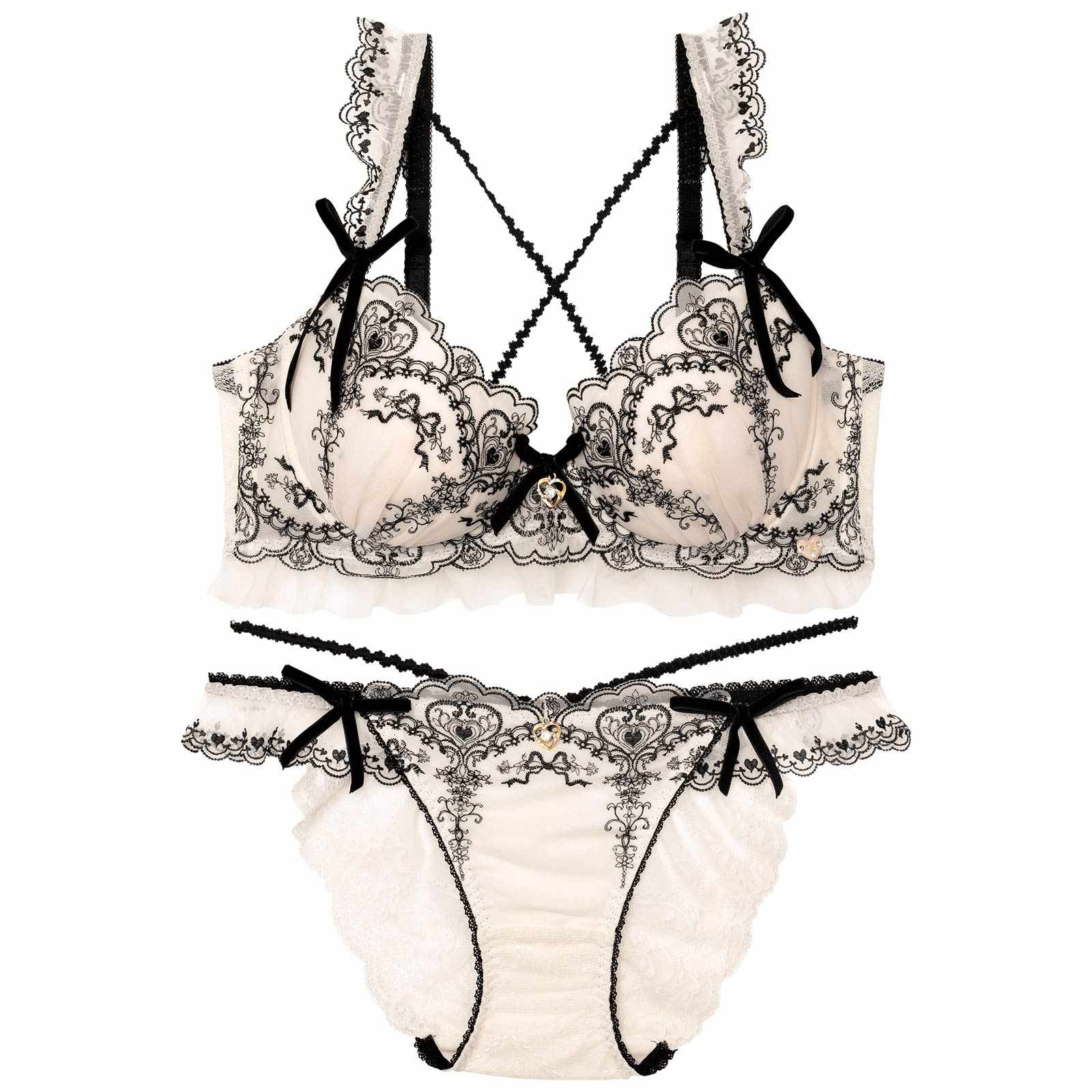 【明日花キララプロデュース/WhipBunny】Antique Ribbon Heart Bra&Shorts / アンティークリボンハートブラ&ショーツ