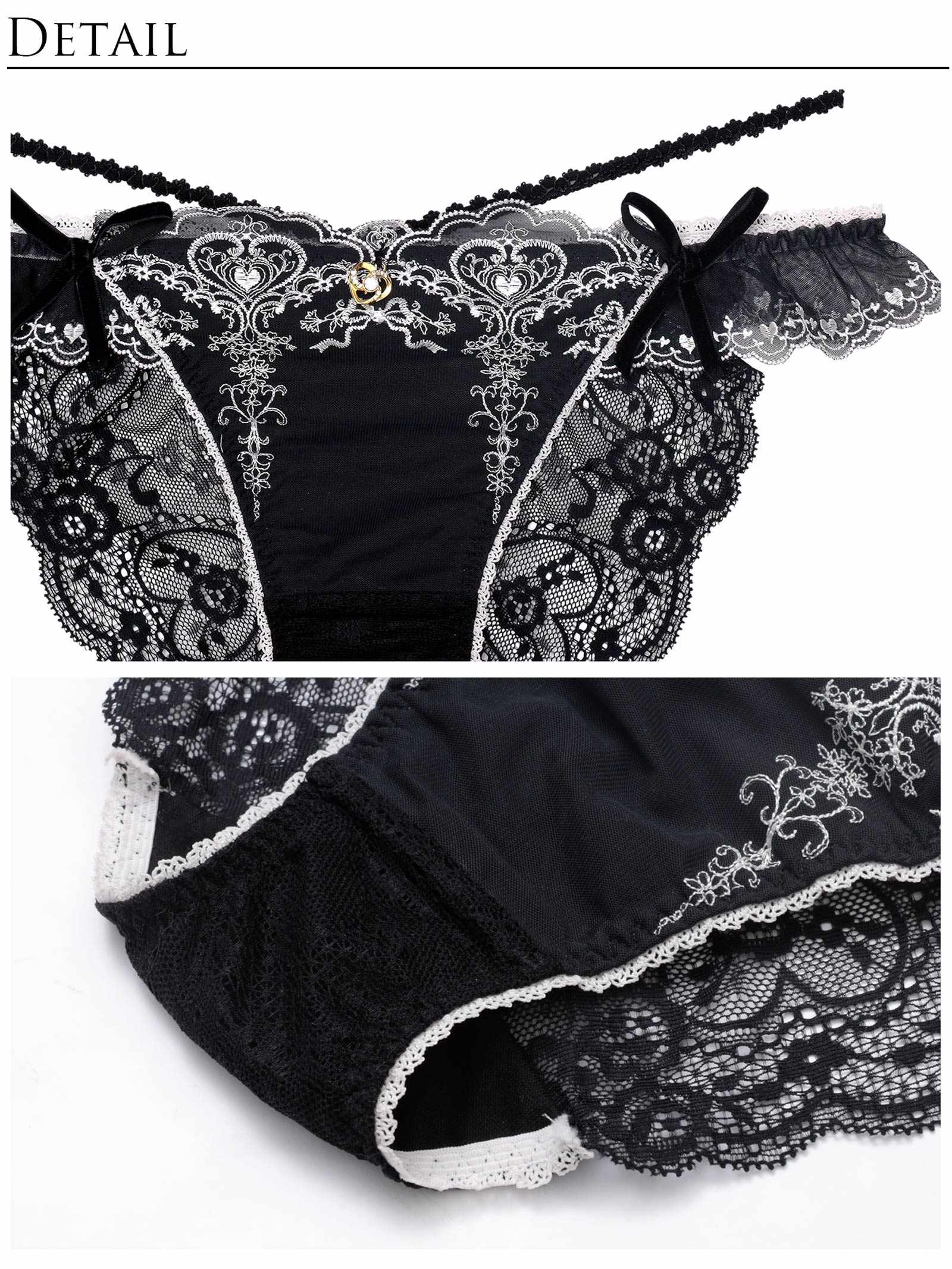 【明日花キララプロデュース/WhipBunny】Antique Ribbon Heart Bra&Shorts / アンティークリボンハートブラ&ショーツ