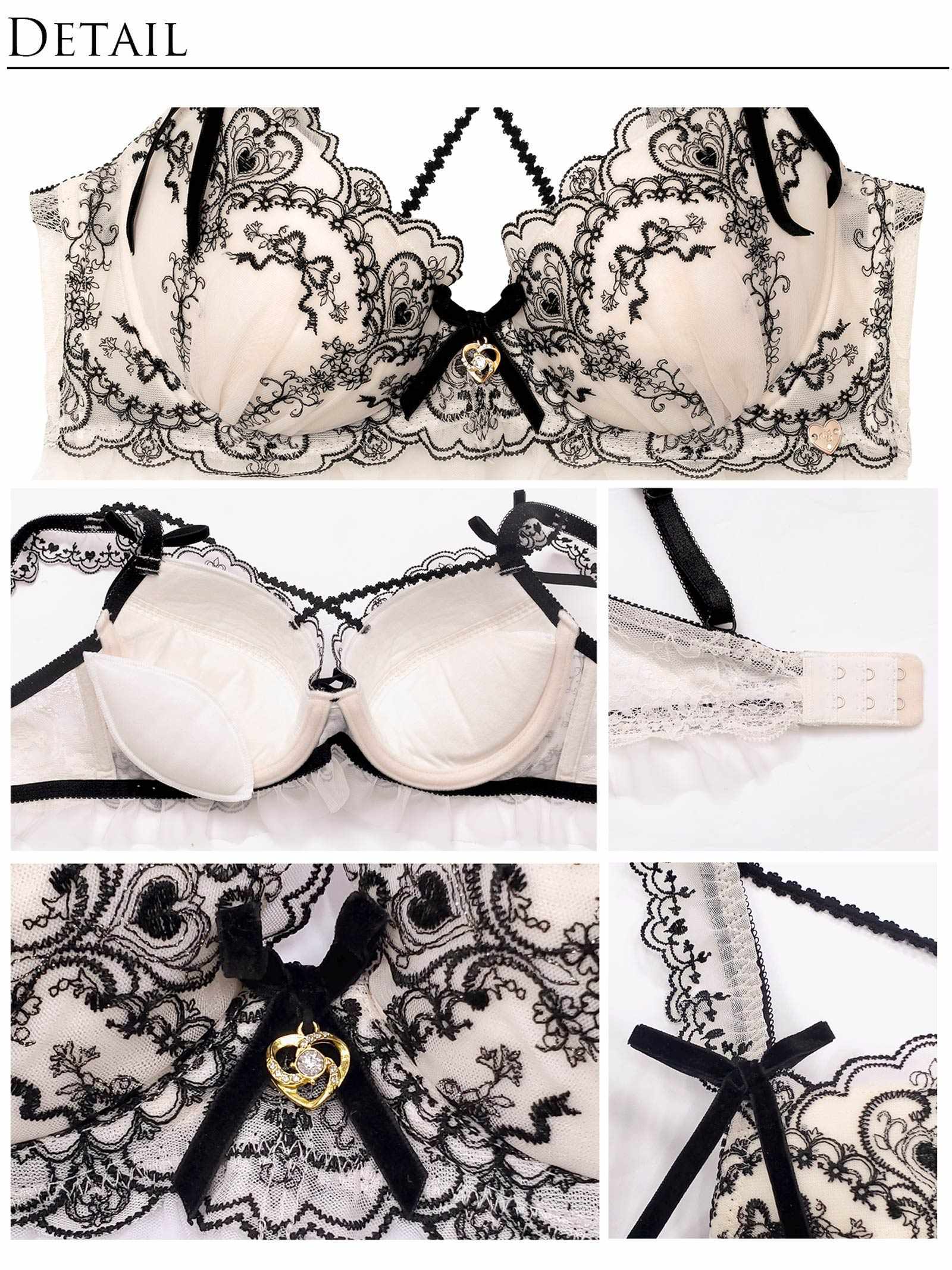 【明日花キララプロデュース/WhipBunny】Antique Ribbon Heart Bra&T-back / アンティークリボンハートブラ&Tバック