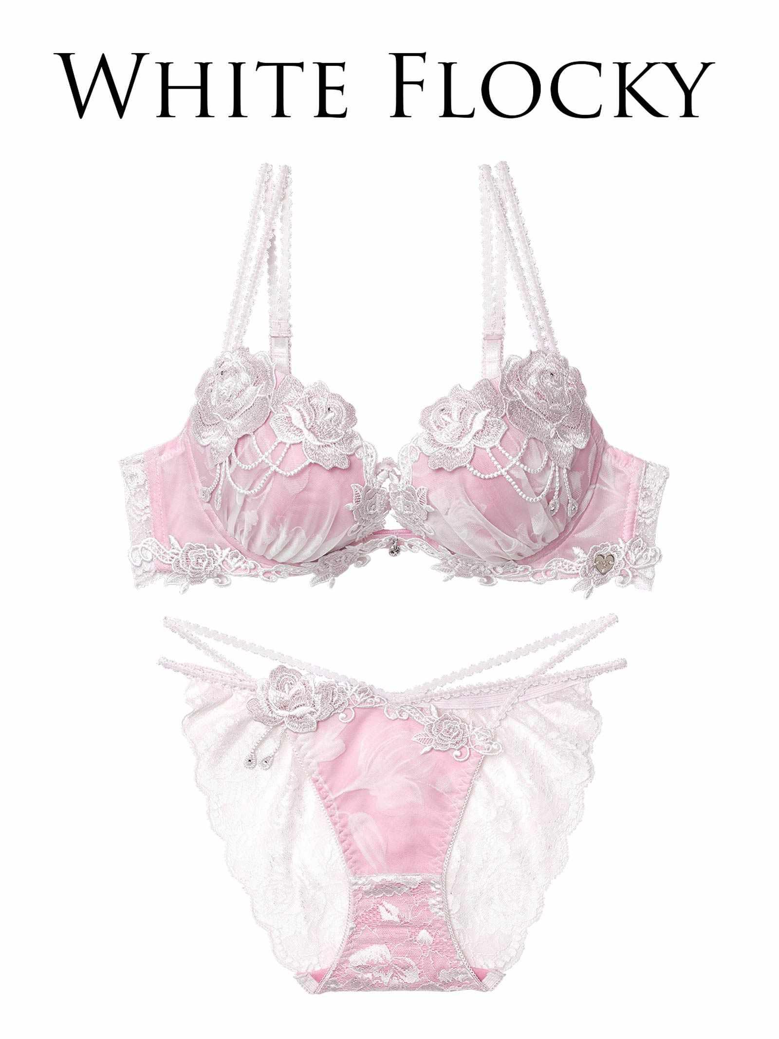 10/24新作!【明日花キララプロデュース/WhipBunny】Noble Flocky Rose Bra&Shorts / ノーブルフロッキーローズブラ&ショーツ
