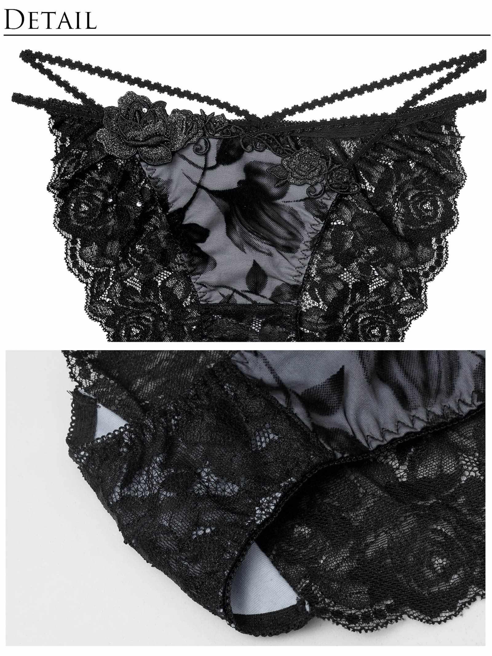 【明日花キララプロデュース/WhipBunny】Noble Flocky Rose Bra&Shorts / ノーブルフロッキーローズブラ&ショーツ