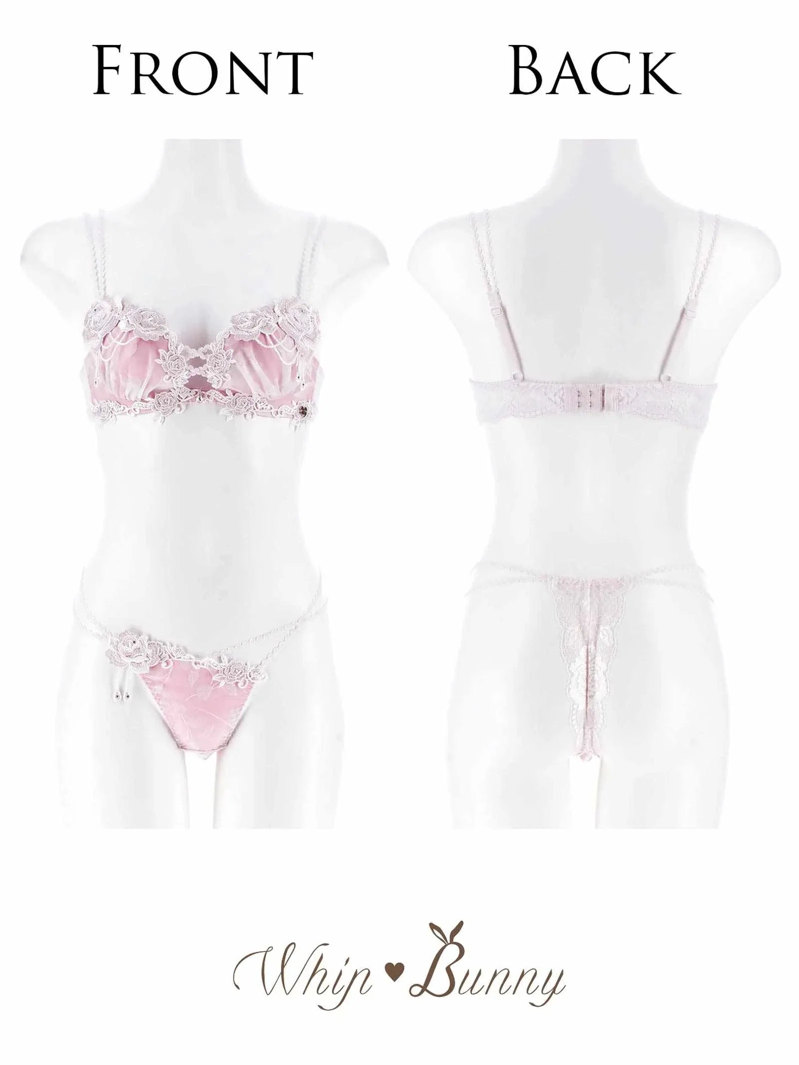 【明日花キララプロデュース/WhipBunny】Noble Flocky Rose Bra&T-back / ノーブルフロッキーローズブラ&Tバック
