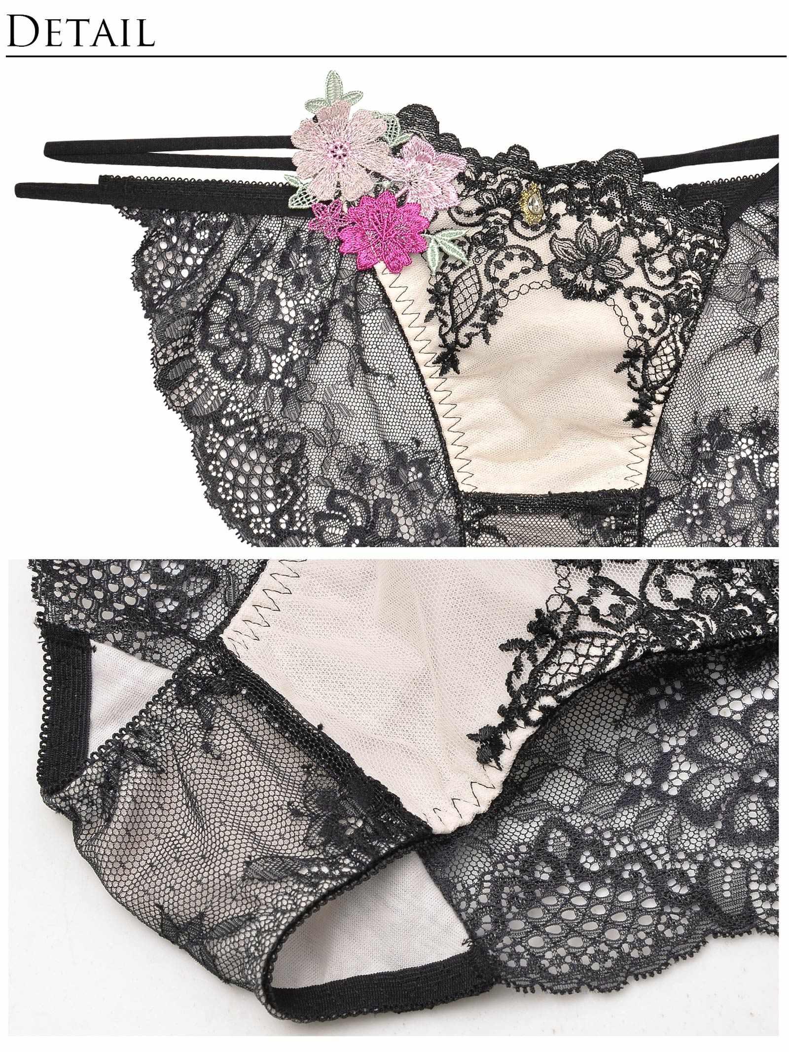 【明日花キララプロデュース/WhipBunny】Dressy Flower Lady Bra&Shorts / Black ドレッシーフラワーレディブラ&ショーツ / ブラック - 【公式】247Lingerie