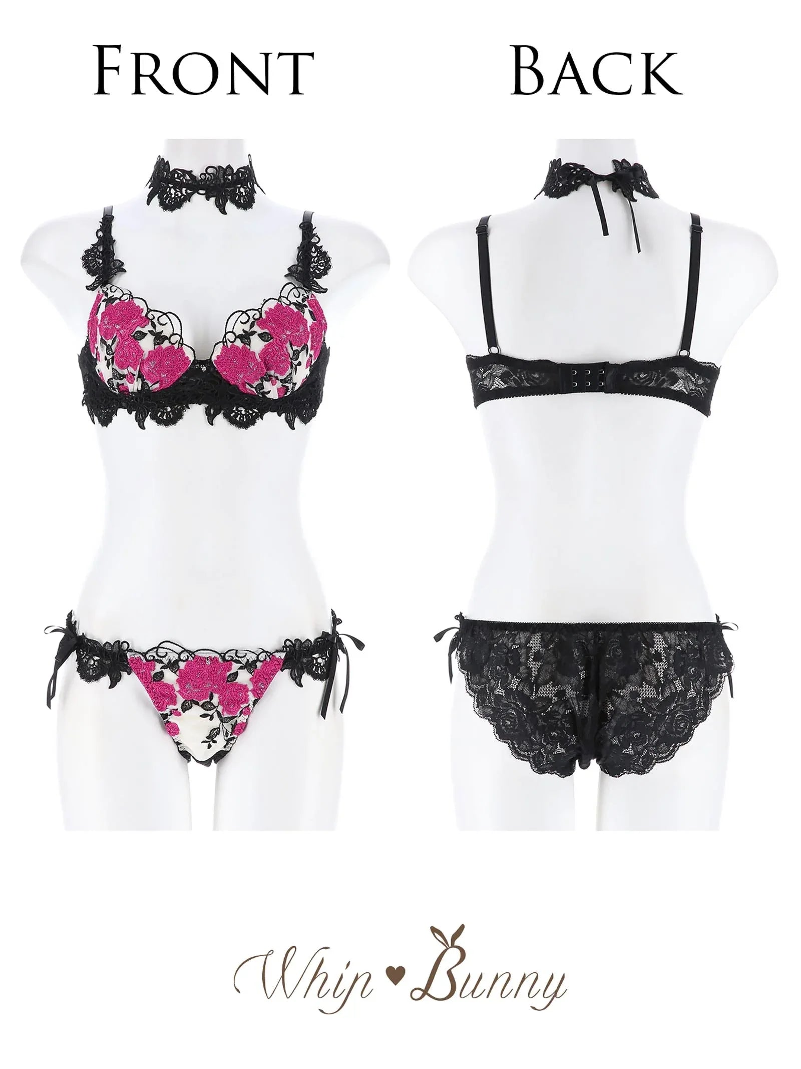 【明日花キララプロデュース/WhipBunny】Gorgeous Shine Rose Choker /RosePink ゴージャスシャインローズチョーカーブラ&ショーツ/ローズピンク - 【公式】247Lingerie