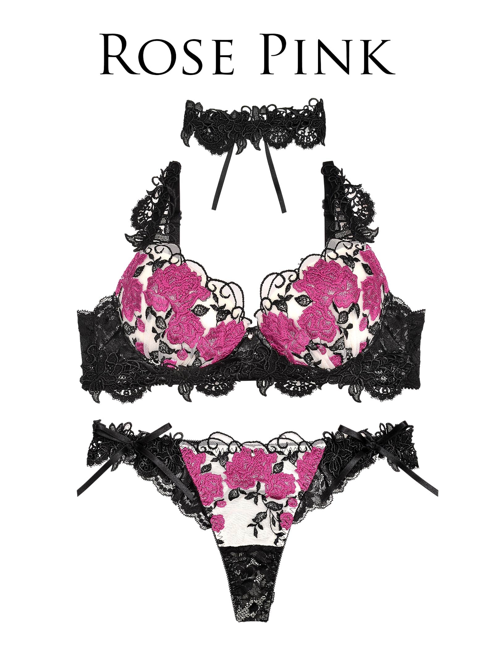 7/29新作!【明日花キララプロデュース/WhipBunny】Gorgeous Shine Rose Choker /RosePink ゴージャスシャインローズチョーカーブラ&Tバック/ローズピンク