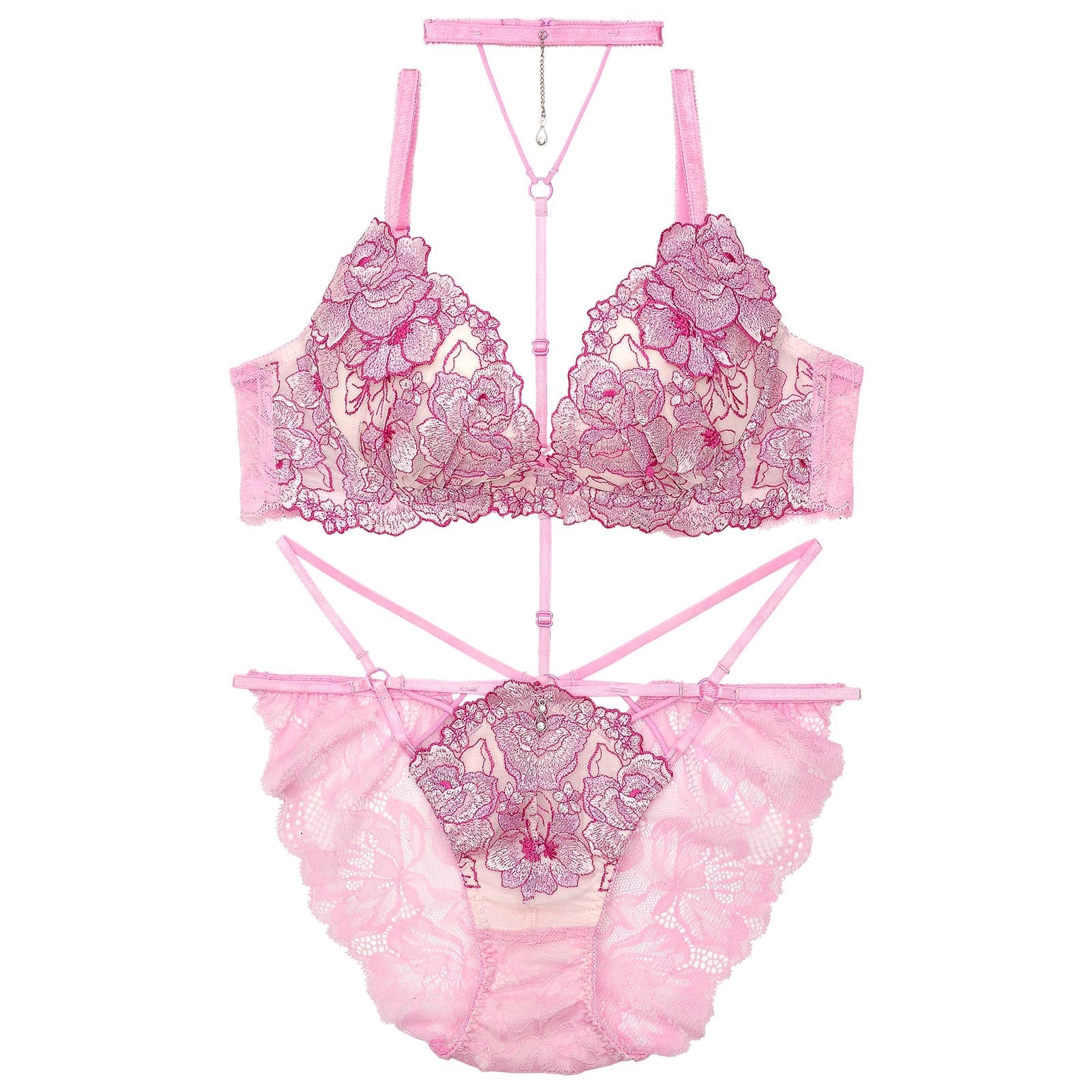 【明日花キララプロデュース/WhipBunny】Venus Shine Flower Choker Bra&Shorts/Pink ヴィーナスシャインフラワーブラ&ショーツ/ピンク