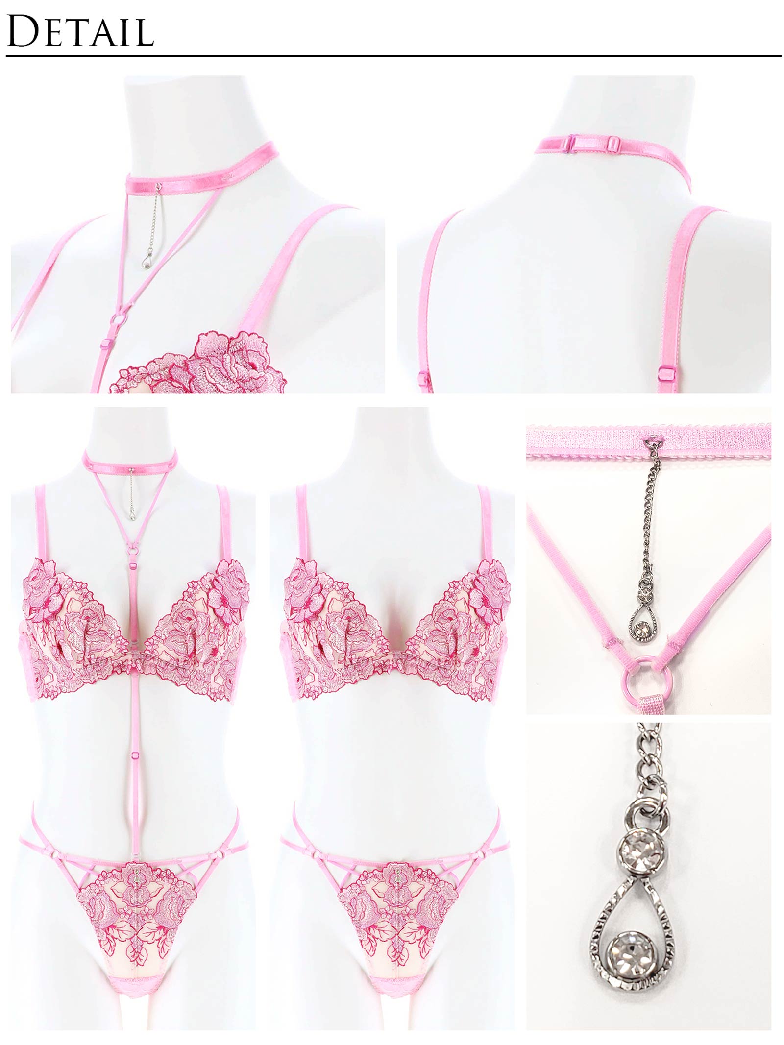 9/18新作!【明日花キララプロデュース/WhipBunny】Venus Shine Flower Choker Bra&Shorts/Pink ヴィーナスシャインフラワーブラ&ショーツ/ピンク