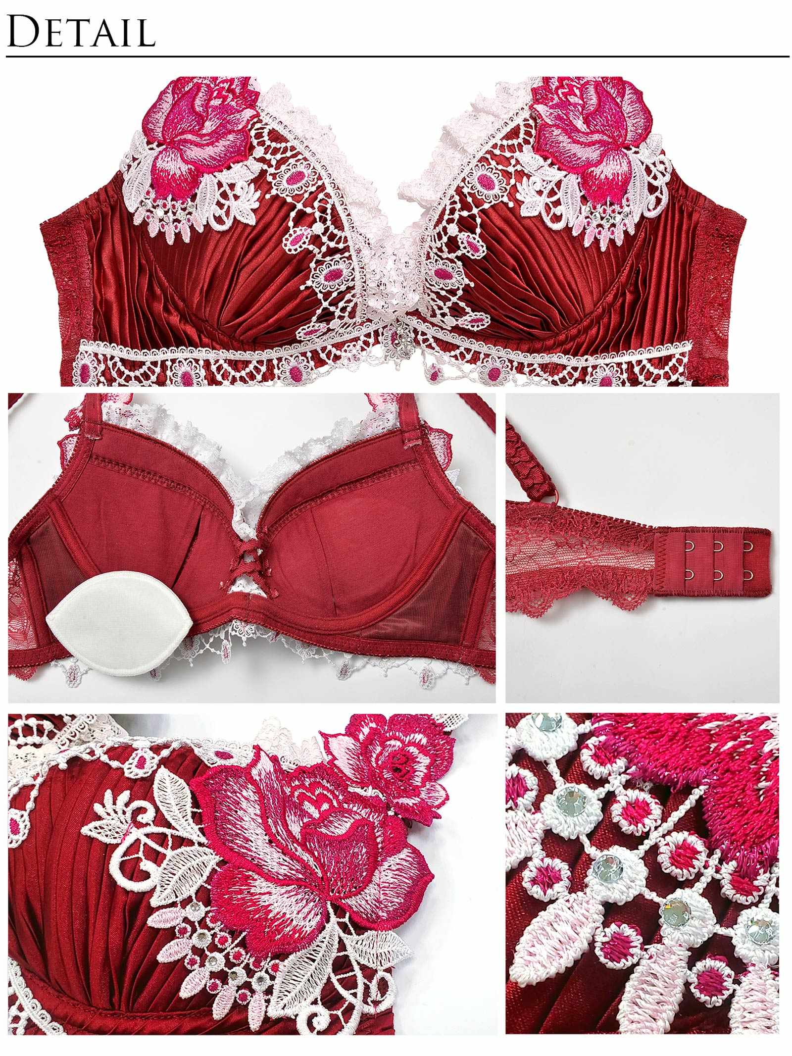 11/18新作!【明日花キララプロデュース-WhipBunny】Luxe Jewelry Pleats Bra&Shorts/Red リュクスジュエリープリーツブラ&ショーツ/レッド