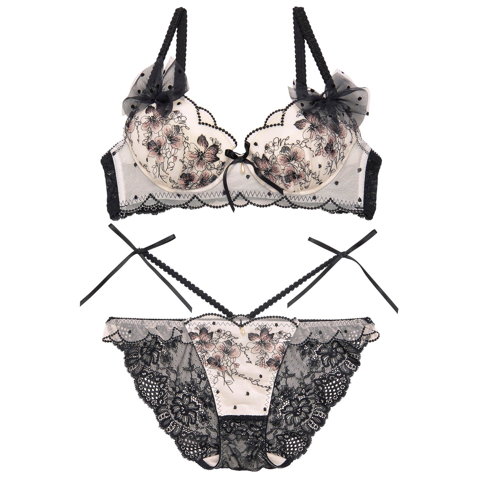 【明日花キララプロデュース/WhipBunny】Floral Dot Scallop Bra&Shorts フローラルドットスカラップブラ&ショーツ