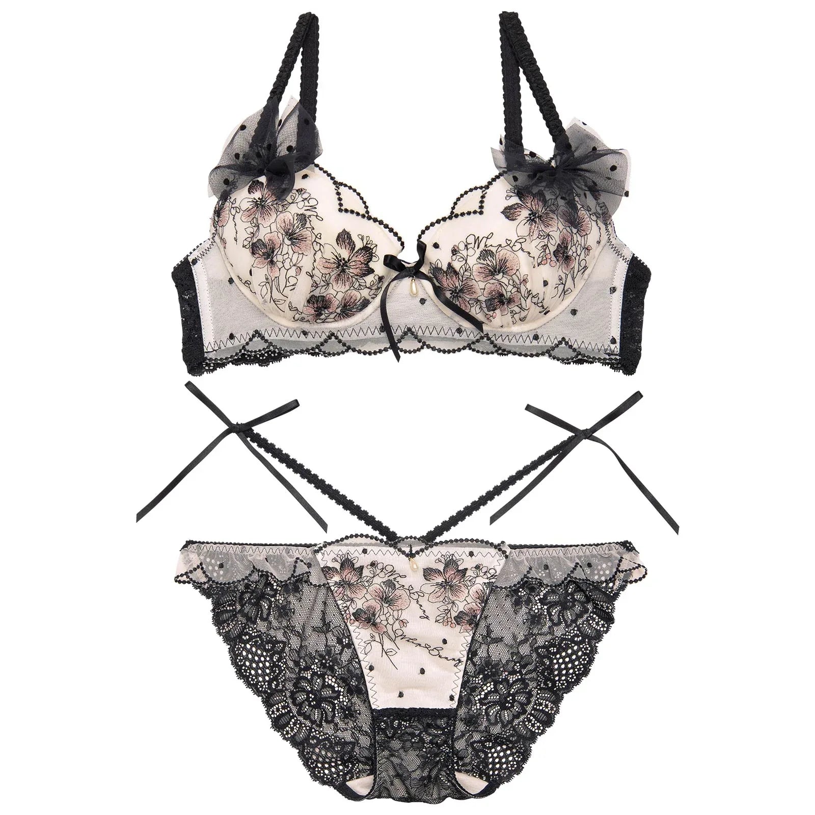 1/10再販【明日花キララプロデュース/WhipBunny】Floral Dot Scallop Bra&Shorts フローラルドットスカラップブラ&ショーツ - 【公式】247Lingerie