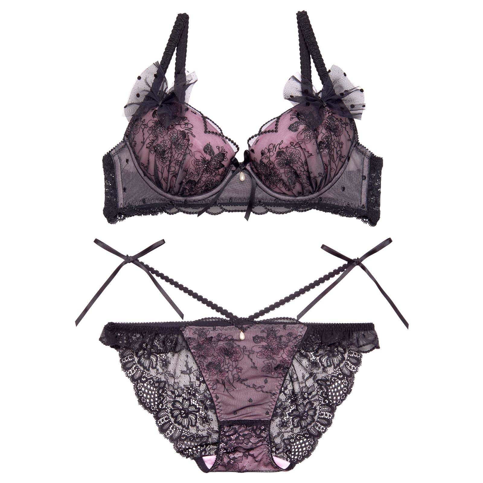 【明日花キララプロデュース/WhipBunny】Floral Dot Scallop Bra&Shorts フローラルドットスカラップブラ&ショーツ