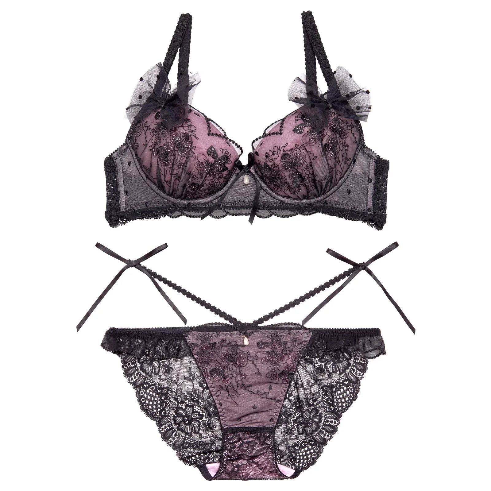 1/10再販【明日花キララプロデュース/WhipBunny】Floral Dot Scallop Bra&Shorts フローラルドットスカラップブラ&ショーツ - 【公式】247Lingerie