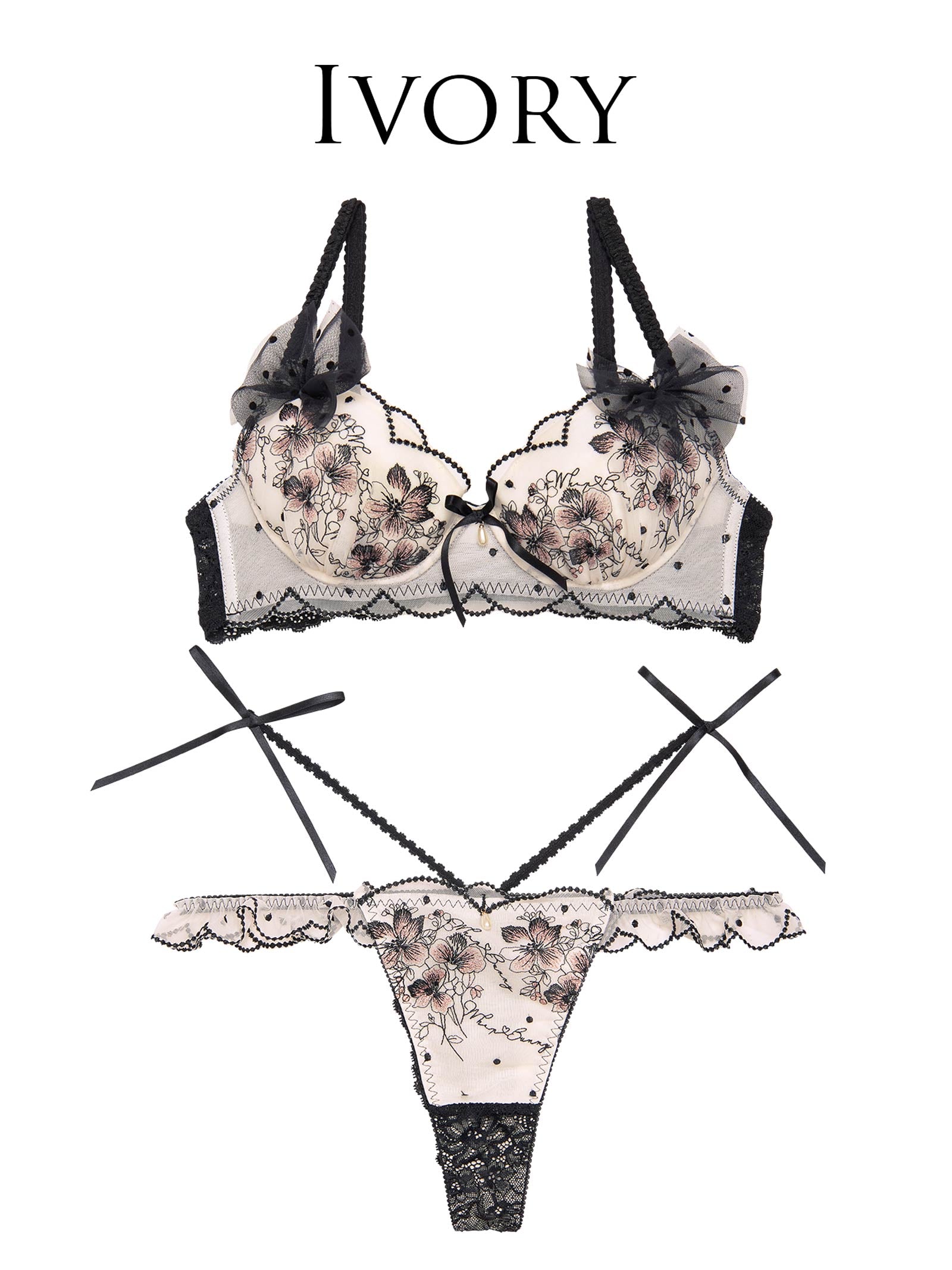 1/10再販!【明日花キララプロデュース/WhipBunny】Floral Dot Scallop Bra&T-back フローラルドットスカラップブラ&Tバック - 【公式】247Lingerie