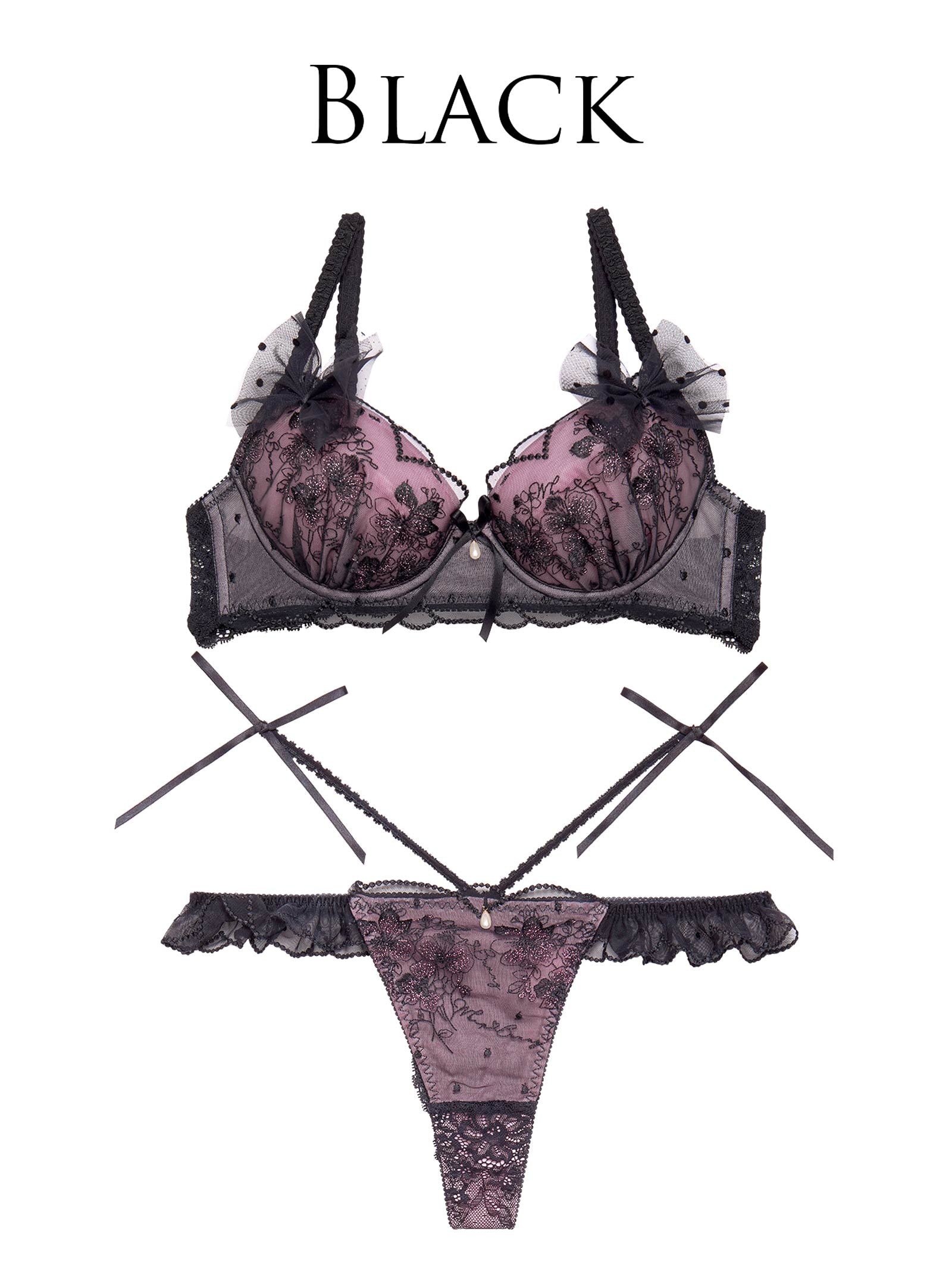 【明日花キララプロデュース/WhipBunny】Floral Dot Scallop Bra&T-back フローラルドットスカラップブラ&Tバック