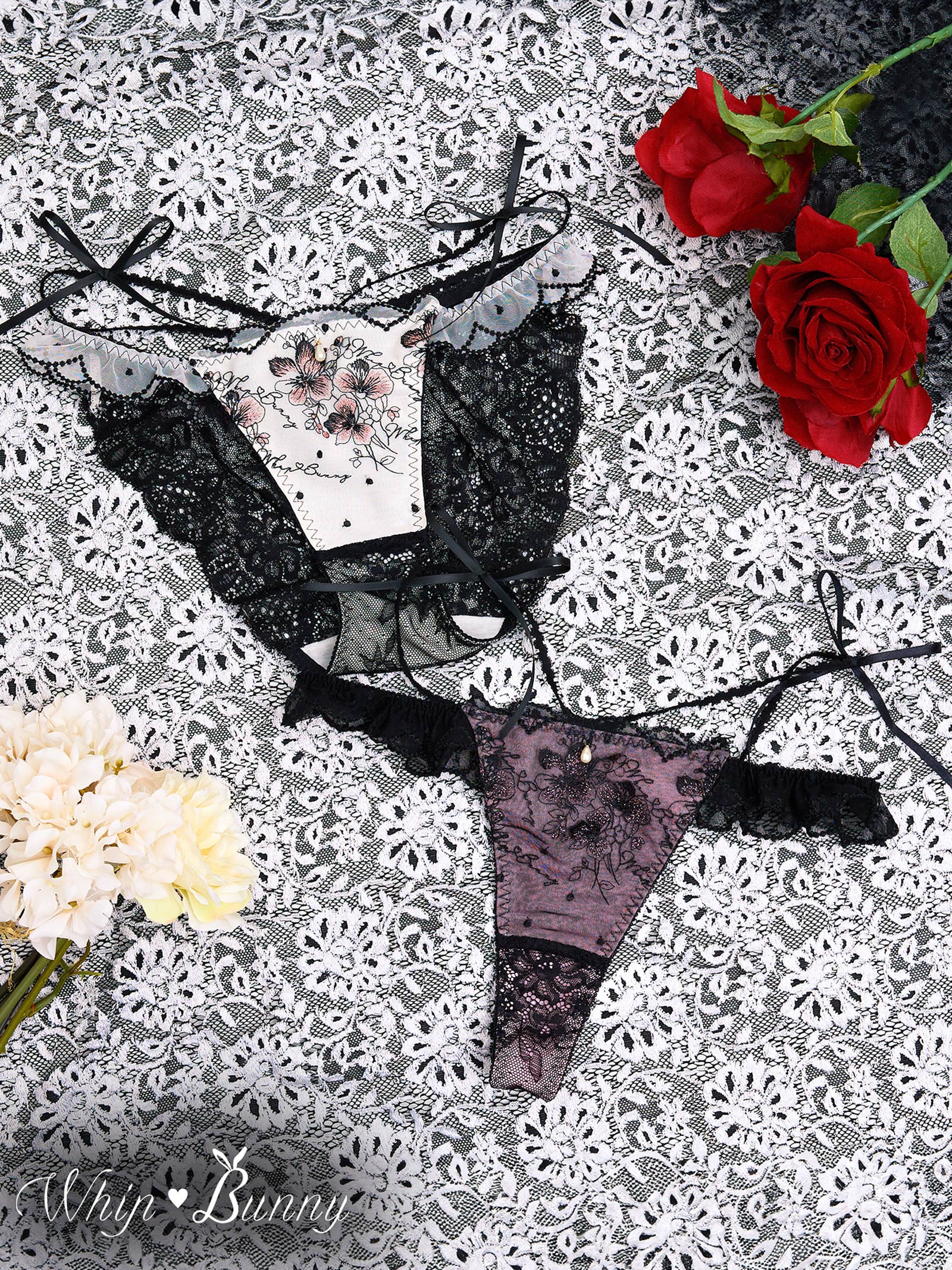 【明日花キララプロデュース/WhipBunny】Floral Dot Scallop Shorts/T-back フローラルドットスカラップショーツ/Tバック