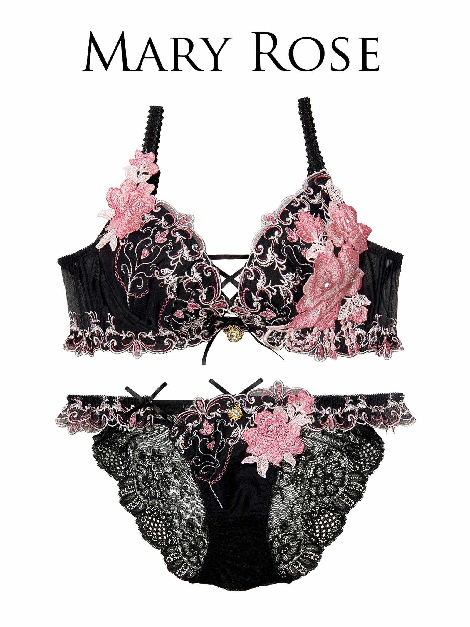 【明日花キララプロデュース/WhipBunny】Luxury Rose Heart Bra&Shorts / ラグジュアリーローズハートブラ&ショーツ