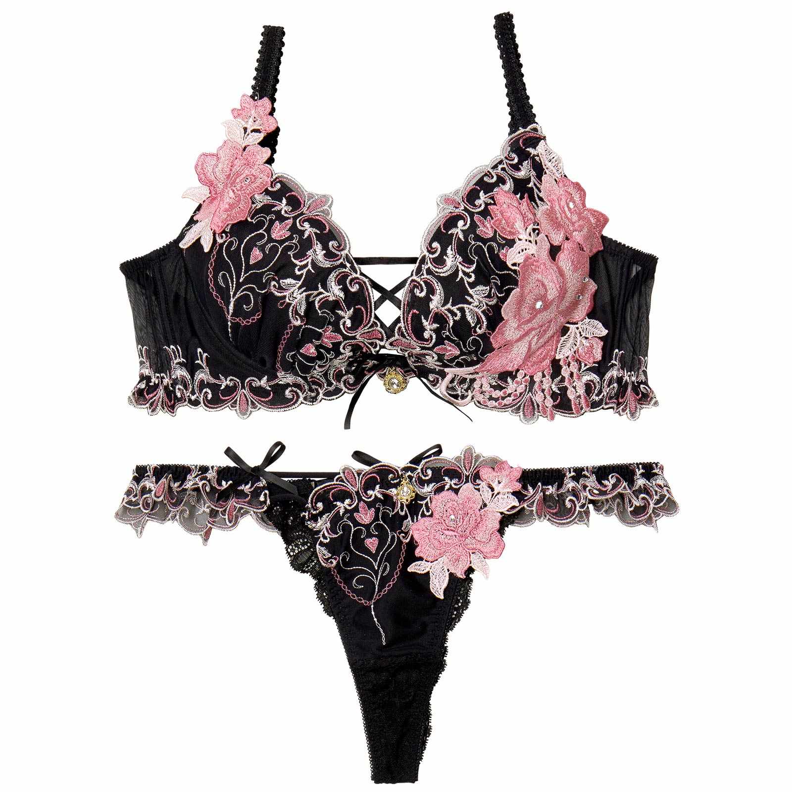 【明日花キララプロデュース/WhipBunny】Luxury Rose Heart Bra&T-back / ラグジュアリーローズハートブラ&Tバック