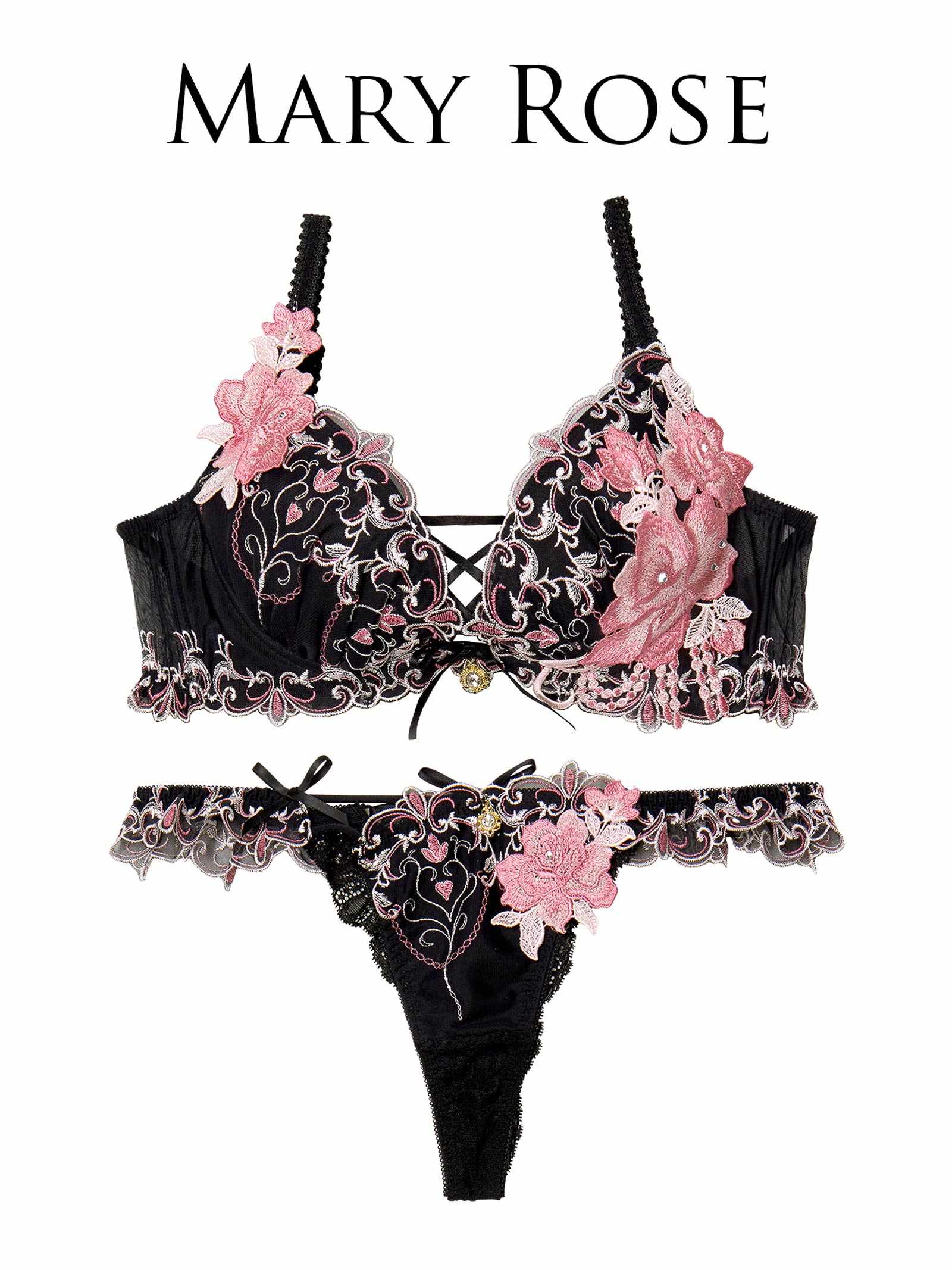 【明日花キララプロデュース/WhipBunny】Luxury Rose Heart Bra&T-back / ラグジュアリーローズハートブラ&Tバック