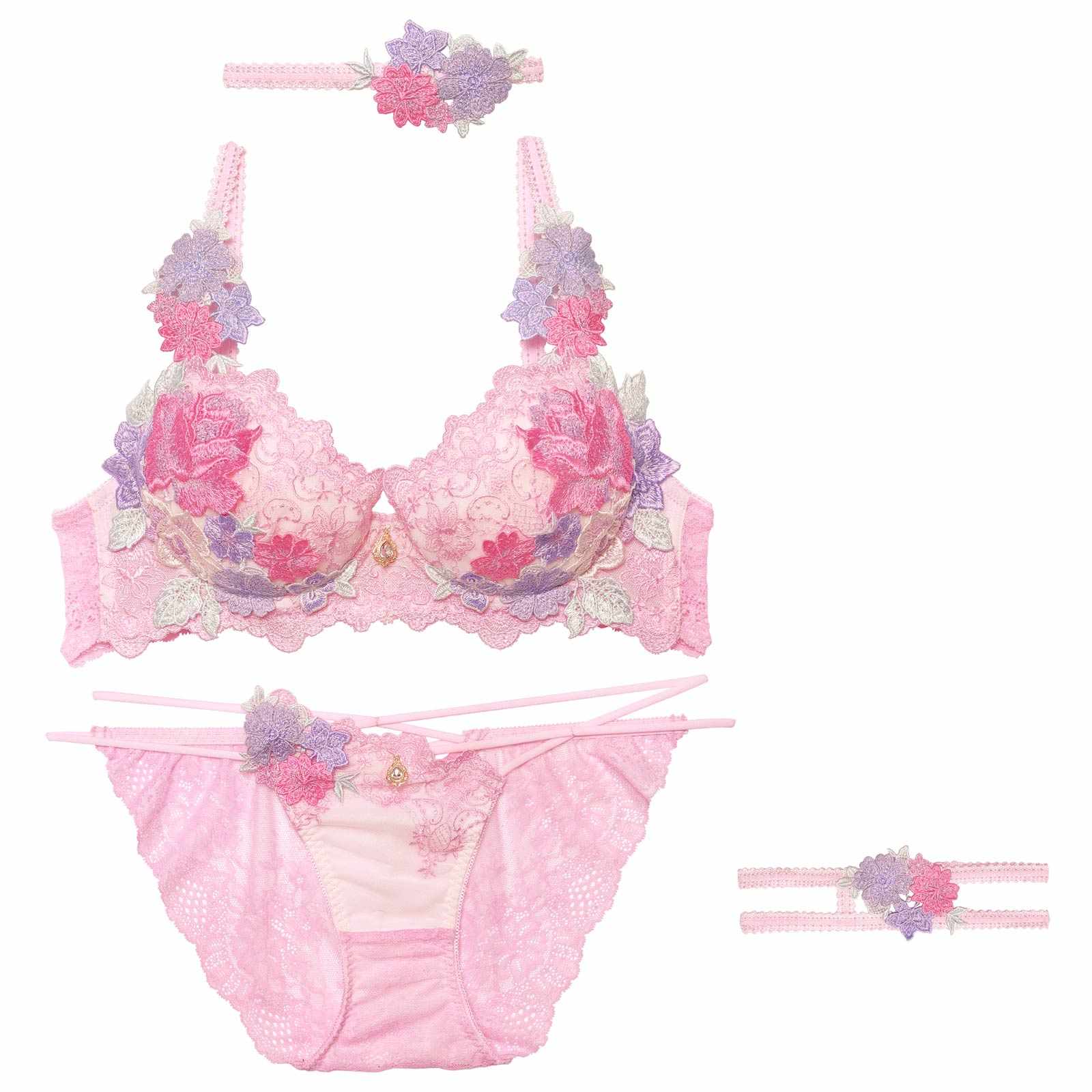 【明日花キララプロデュース/WhipBunny】Dressy Flower Lady Bra&Shorts/Pink ドレッシーフラワーレディブラ&ショーツ/ピンク