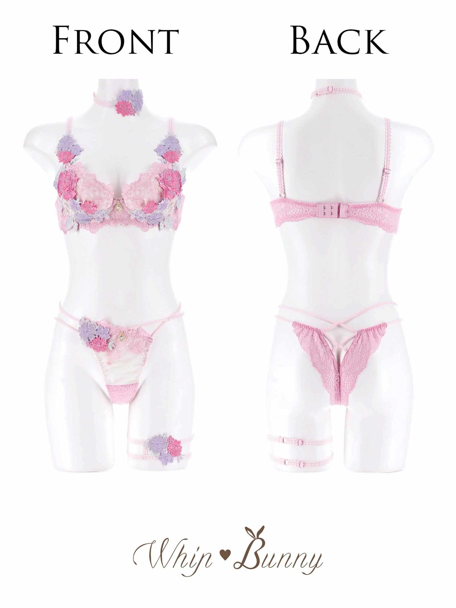 3/26新作!【明日花キララプロデュース/WhipBunny】Dressy Flower Lady Bra&T-back /Pink ドレッシーフラワーレディブラ&Tバック /ピンク