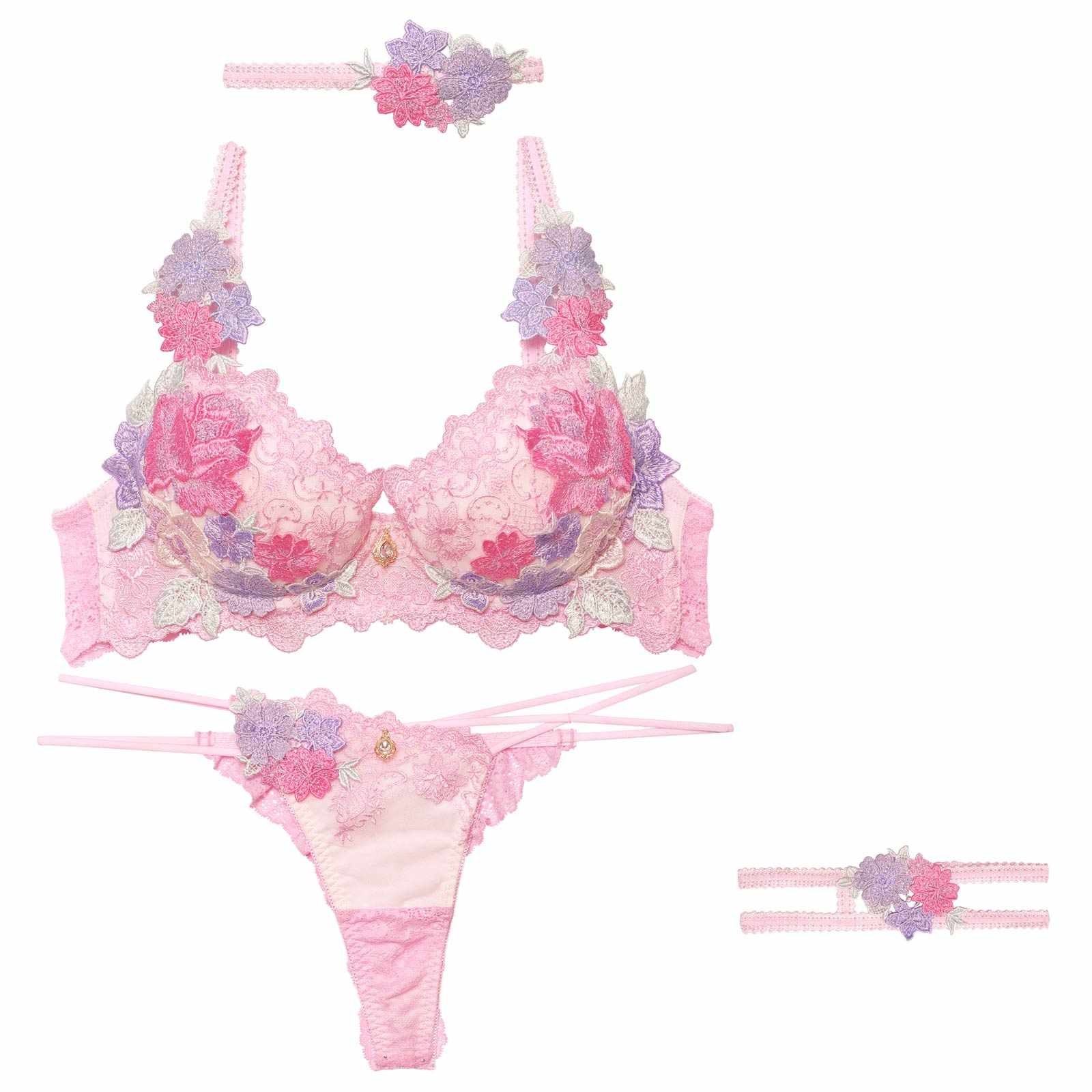 【明日花キララプロデュース/WhipBunny】Dressy Flower Lady Bra&T-back /Pink ドレッシーフラワーレディブラ&Tバック /ピンク