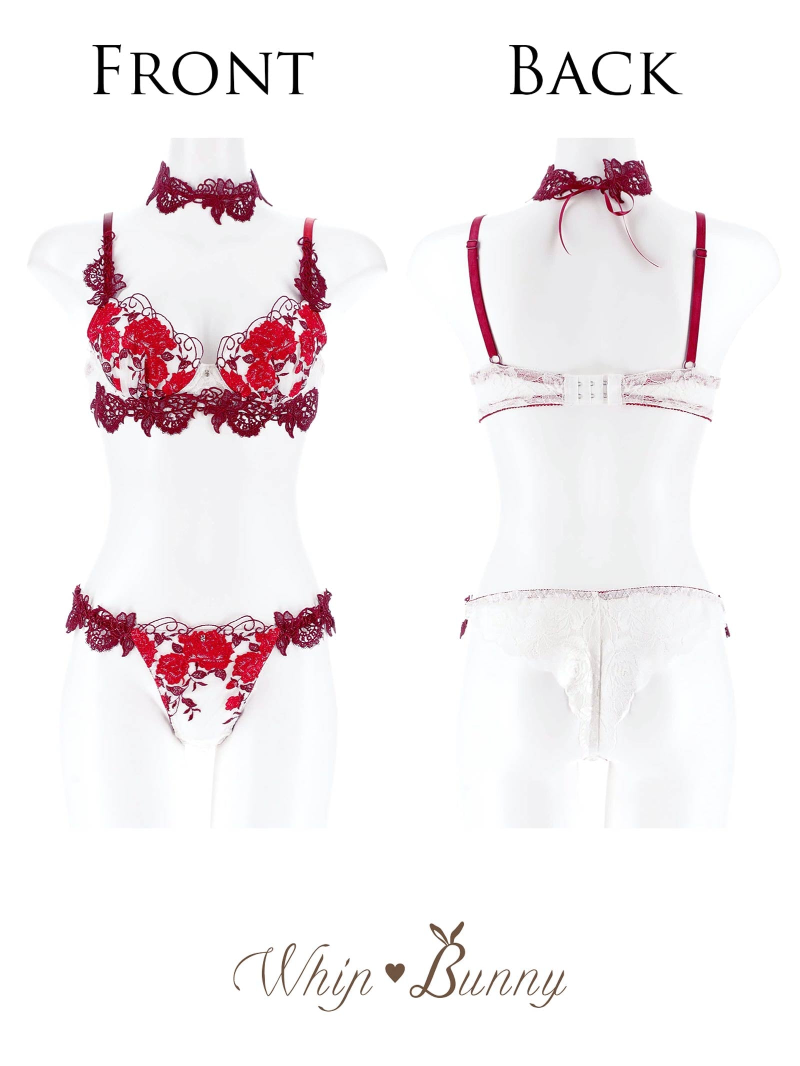 5/23新作!【明日花キララプロデュース/WhipBunny】Gorgeous Shine Rose Choker Bra&T-back/Red ゴージャスシャインローズチョーカーブラ&Tバック