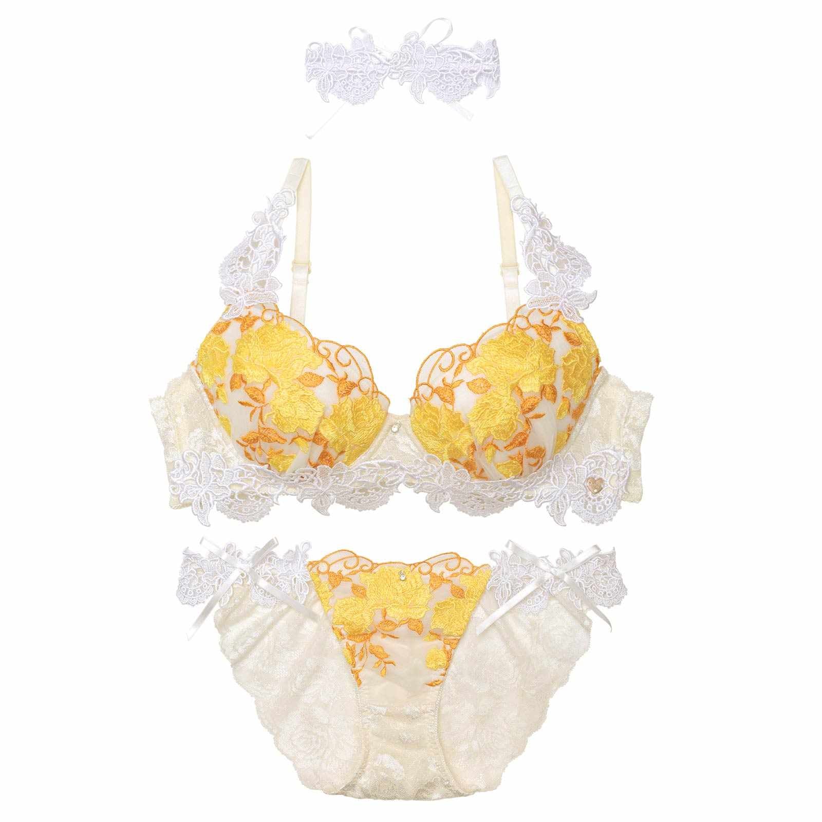 【明日花キララプロデュース/WhipBunny】Gorgeous Shine Rose Choker Bra&Shorts /Yellow ゴージャスシャインローズチョーカーブラ&ショーツ / イエロー