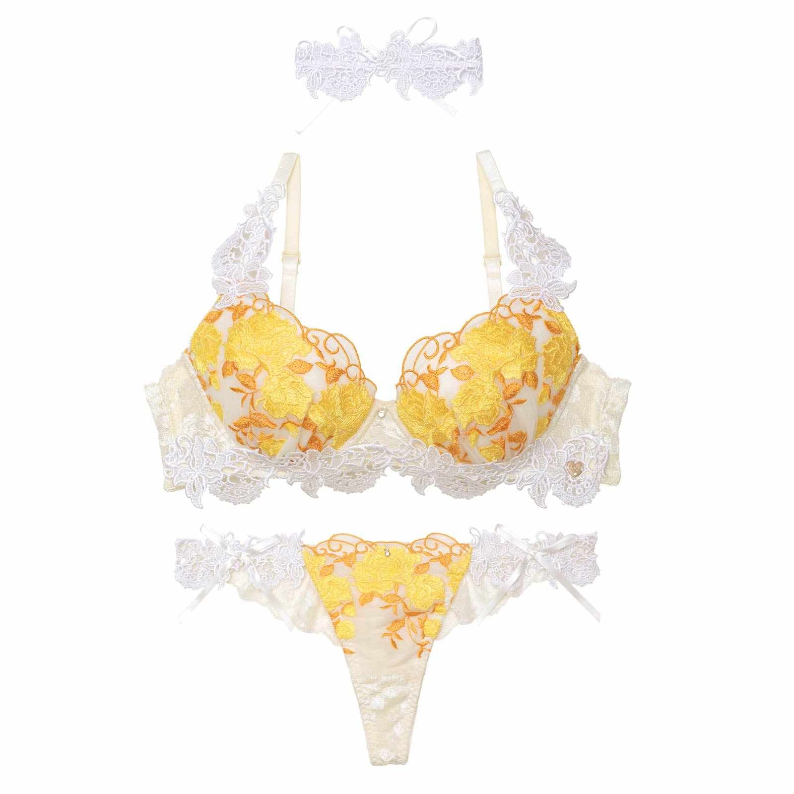 【明日花キララプロデュース/WhipBunny】Gorgeous Shine Rose Choker Bra&T-back /Yellow ゴージャスシャインローズチョーカーブラ&Tバック / イエロー