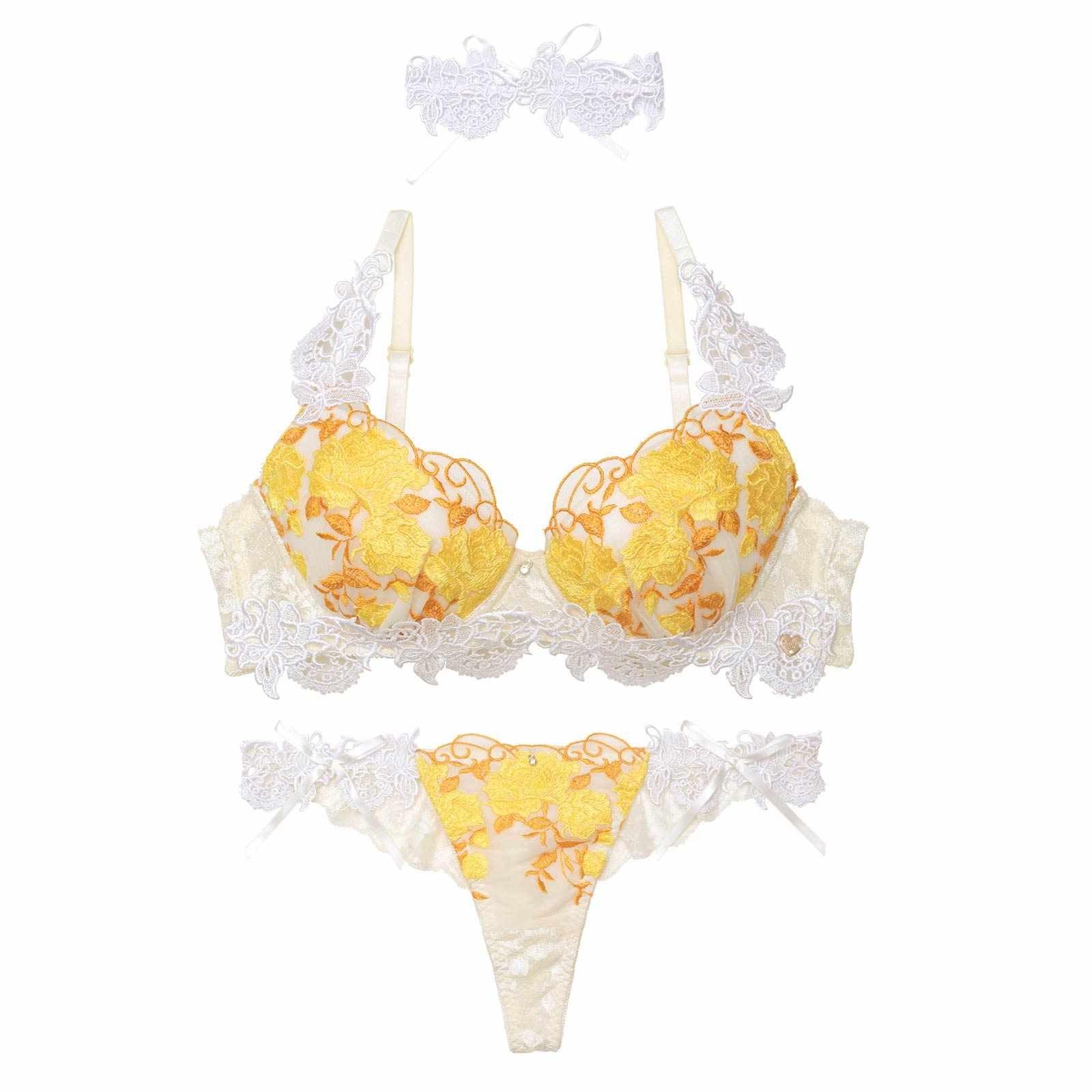 【明日花キララプロデュース/WhipBunny】Gorgeous Shine Rose Choker Bra&T-back /Yellow ゴージャスシャインローズチョーカーブラ&Tバック / イエロー
