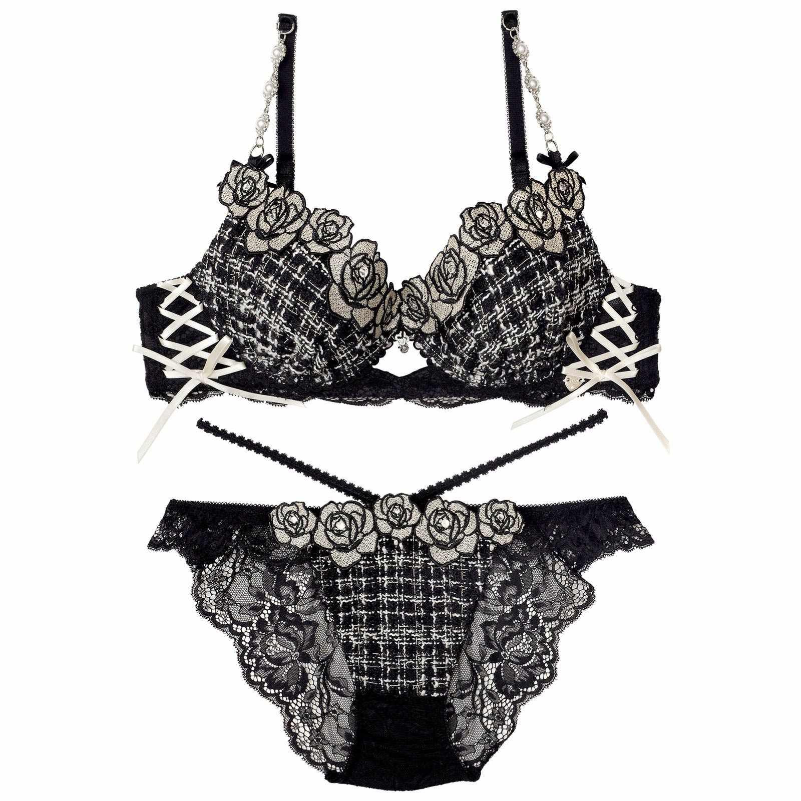 【明日花キララプロデュース/WhipBunny】/WhipBunnyTweed Jewelry Rose Bra&Shorts / ツイードジュエリーローズブラ&ショーツ