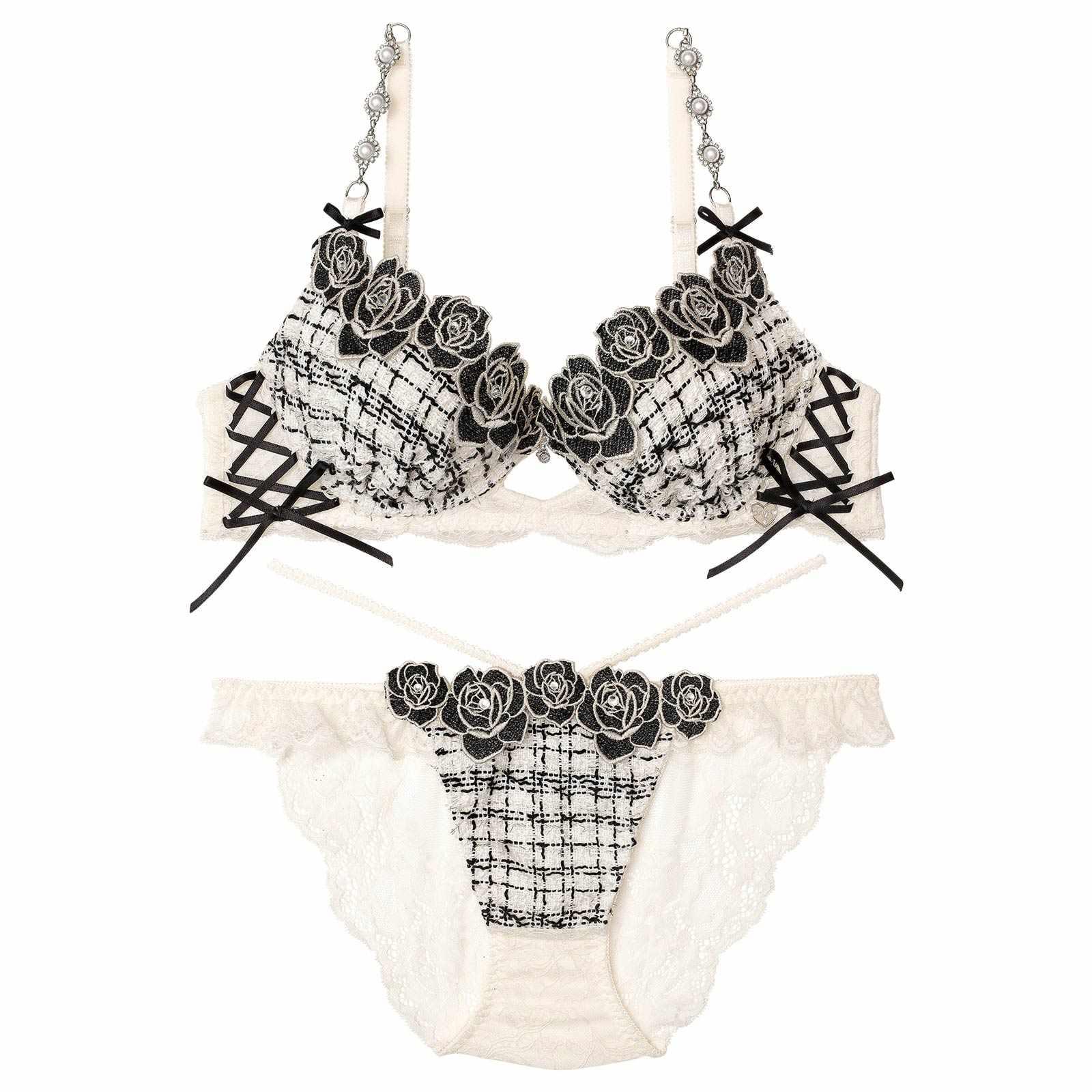 【明日花キララプロデュース/WhipBunny】/WhipBunnyTweed Jewelry Rose Bra&Shorts / ツイードジュエリーローズブラ&ショーツ