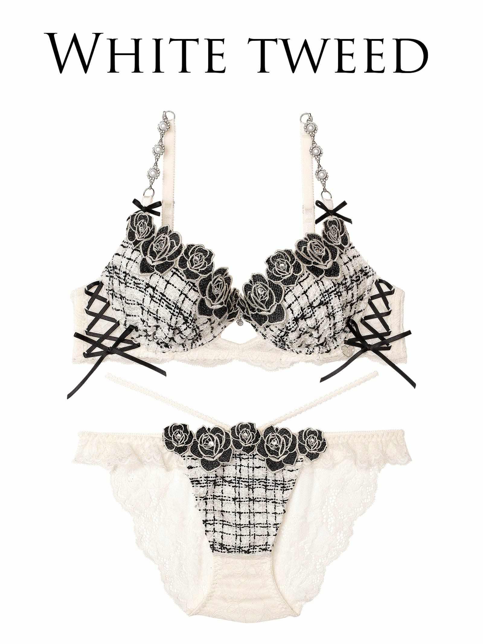 【明日花キララプロデュース/WhipBunny】/WhipBunnyTweed Jewelry Rose Bra&Shorts / ツイードジュエリーローズブラ&ショーツ