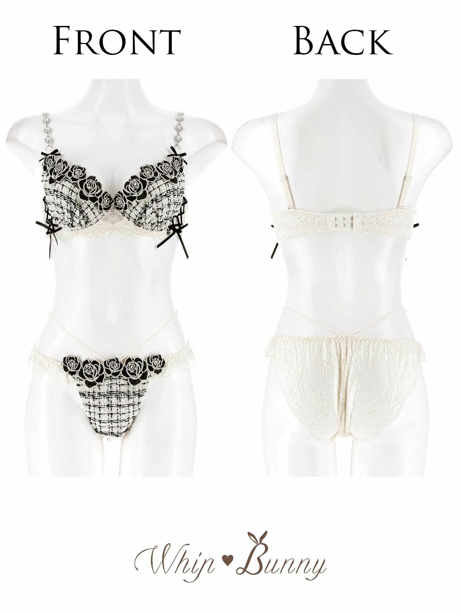 【明日花キララプロデュース/WhipBunny】/WhipBunnyTweed Jewelry Rose Bra&Shorts / ツイードジュエリーローズブラ&ショーツ