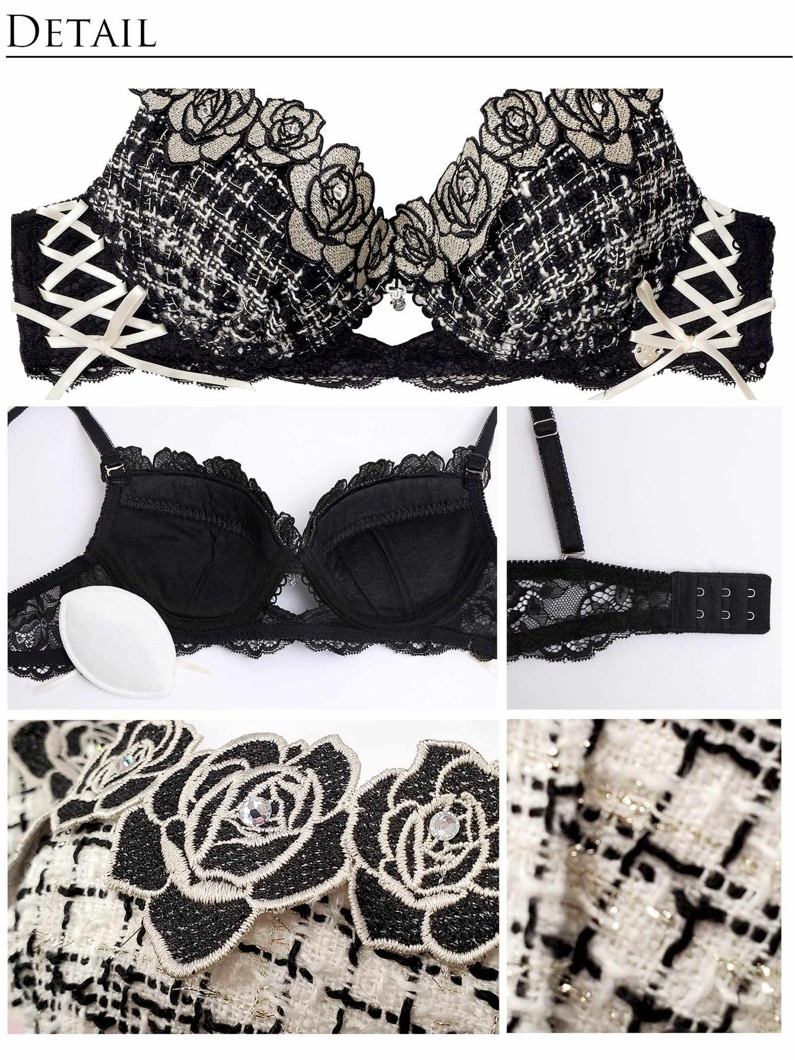 【明日花キララプロデュース/WhipBunny】/WhipBunnyTweed Jewelry Rose Bra&Shorts / ツイードジュエリーローズブラ&ショーツ