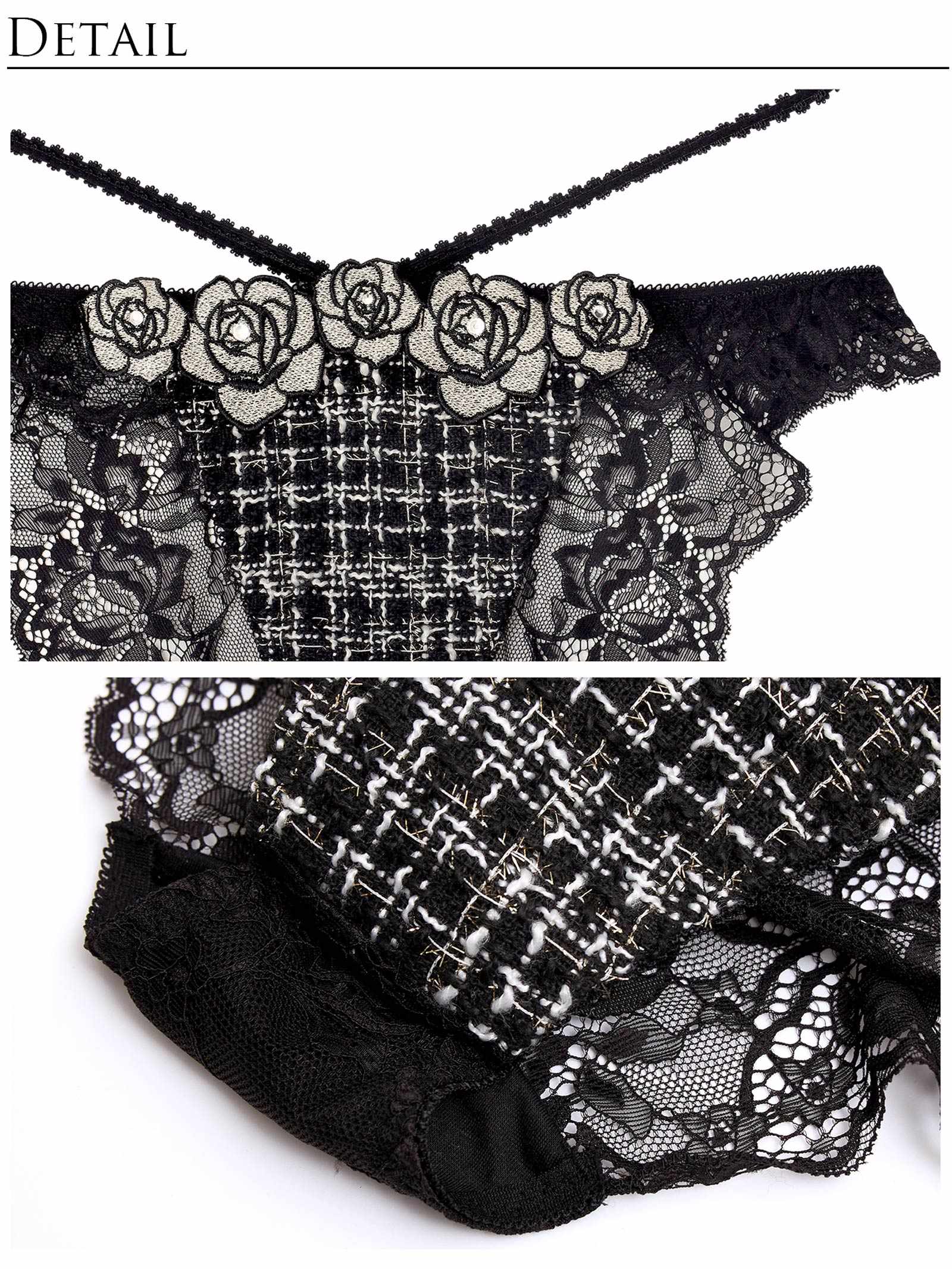 11/11再販!【明日花キララプロデュース/WhipBunny】/WhipBunnyTweed Jewelry Rose Bra&Shorts / ツイードジュエリーローズブラ&ショーツ