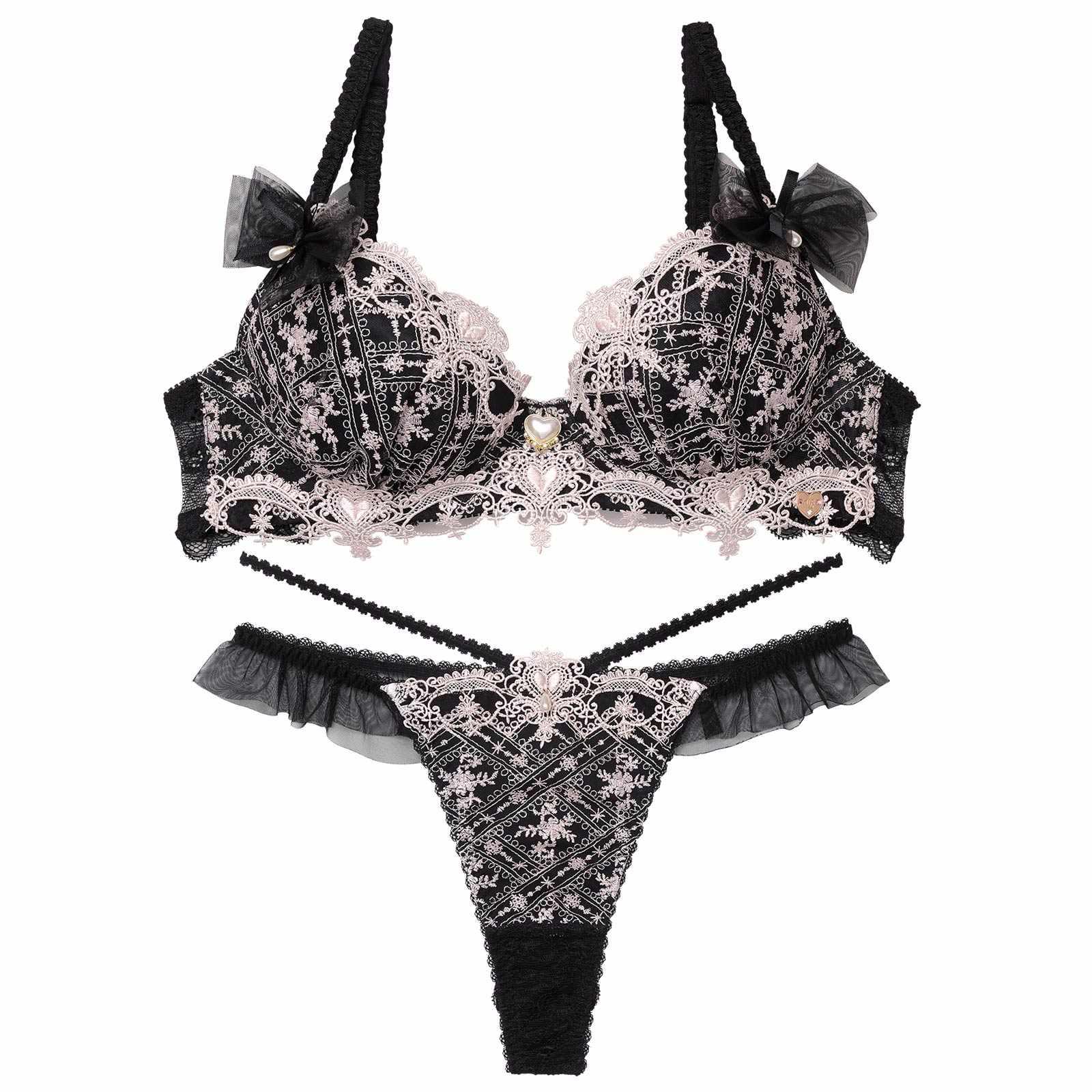 【明日花キララプロデュース/WhipBunny】Classical Shine Embroidery Bra&T-back / クラシカルシャインエンブロイダリーブラ&Tバック