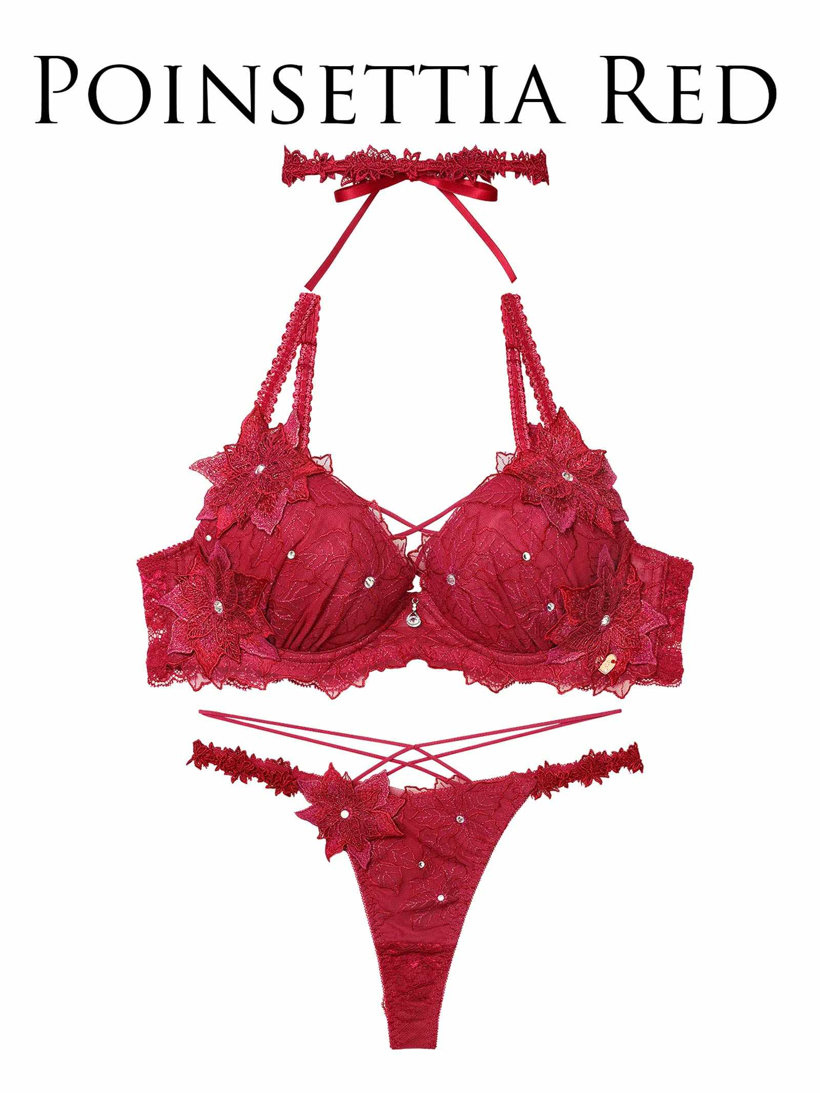 11/7新作!【明日花キララプロデュース/WhipBunny】Brilliant Poinsettia Bra&T-back / ブリリアントポインセチアブラ&Tバック